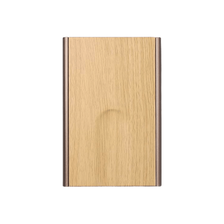 Automatic Card Holder Bamboo Effect with durable aluminium and stylish bamboo finish.