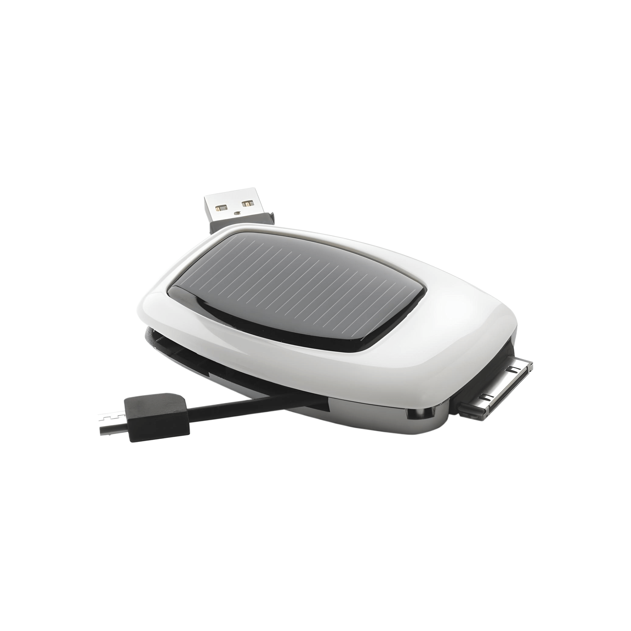 Bat Emergency Solar Charger with integrated solar panel and USB outputs.