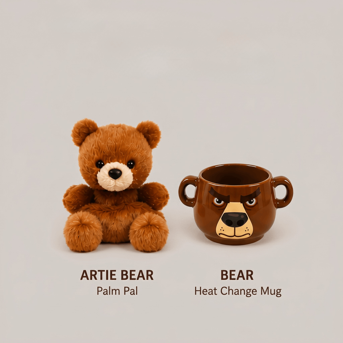 Bear Hugs and Cozy Sips Gift Set featuring Artie Bear Palm Pal and Bear Heat Change Mug.