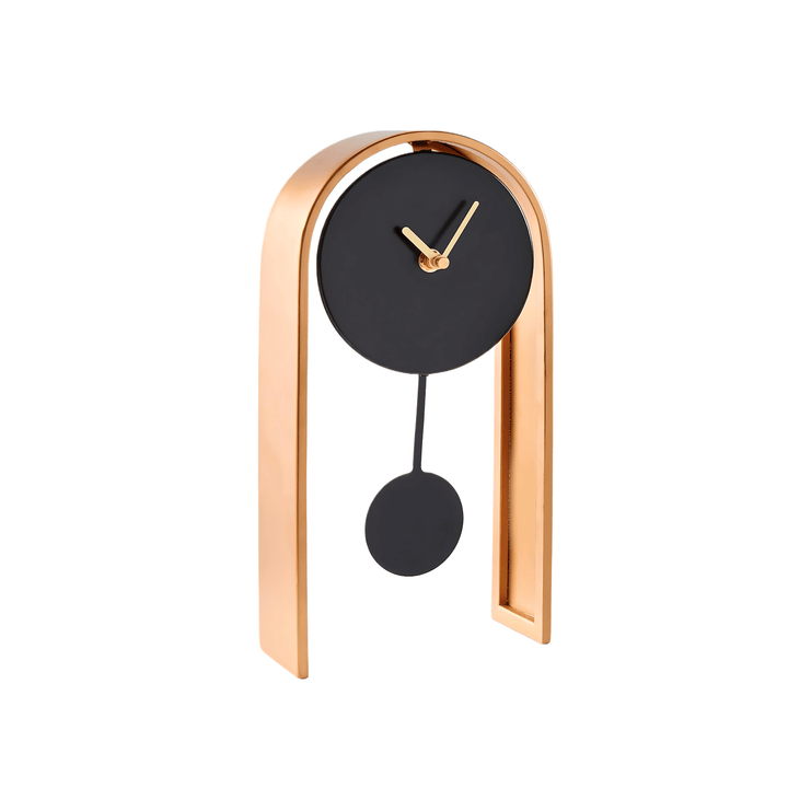 Black & Gold Table Clock featuring a sleek design with black face and gold accents for modern elegance.