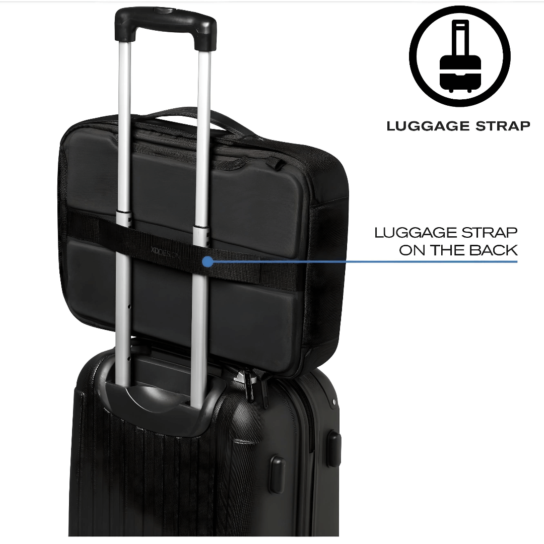 Bobby Bizz 2.0 Anti-Theft Backpack showing luggage strap attachment on the back for easy travel.
