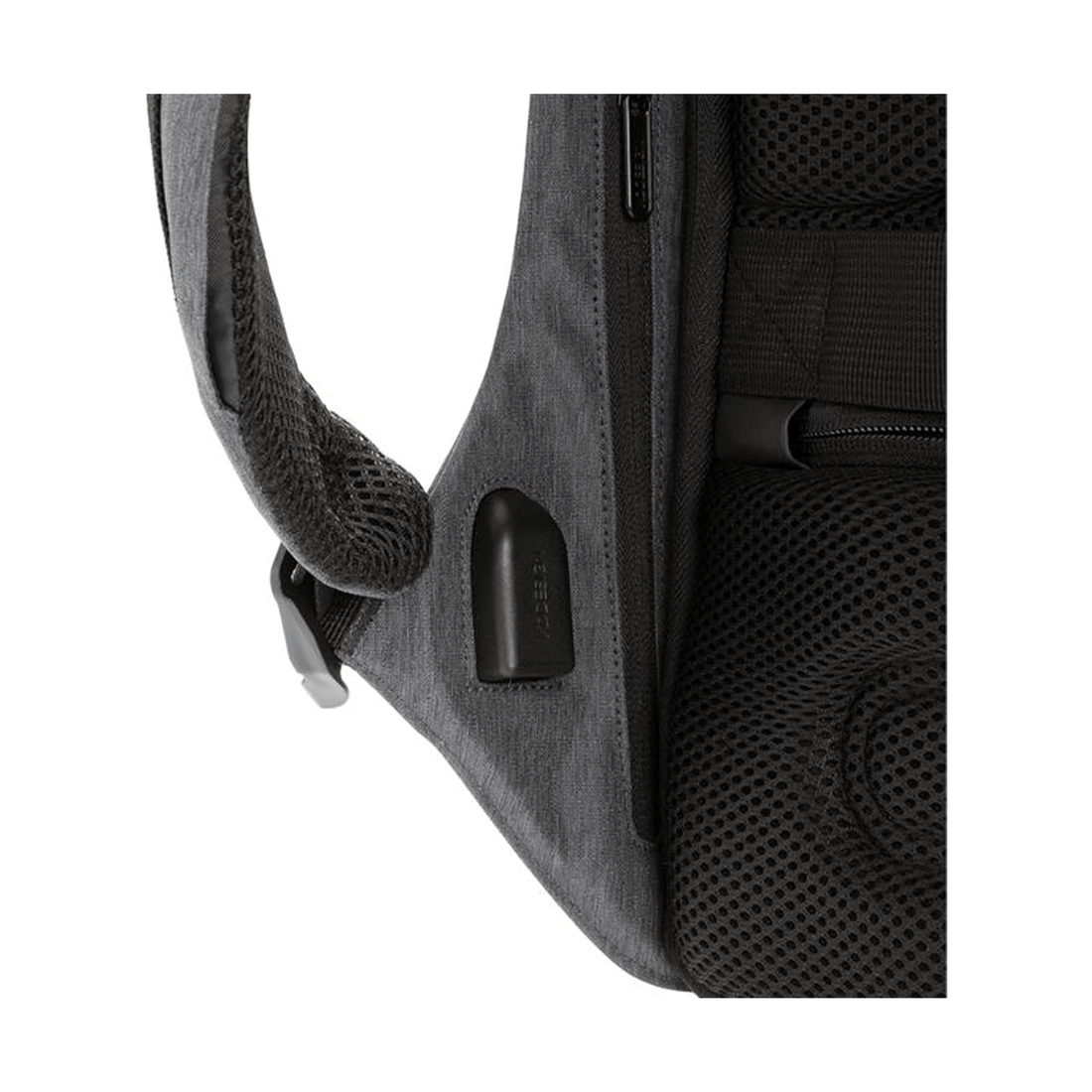 Bobby Compact-Diver Blue backpack side view showcasing hidden zippers and cut-resistant materials.