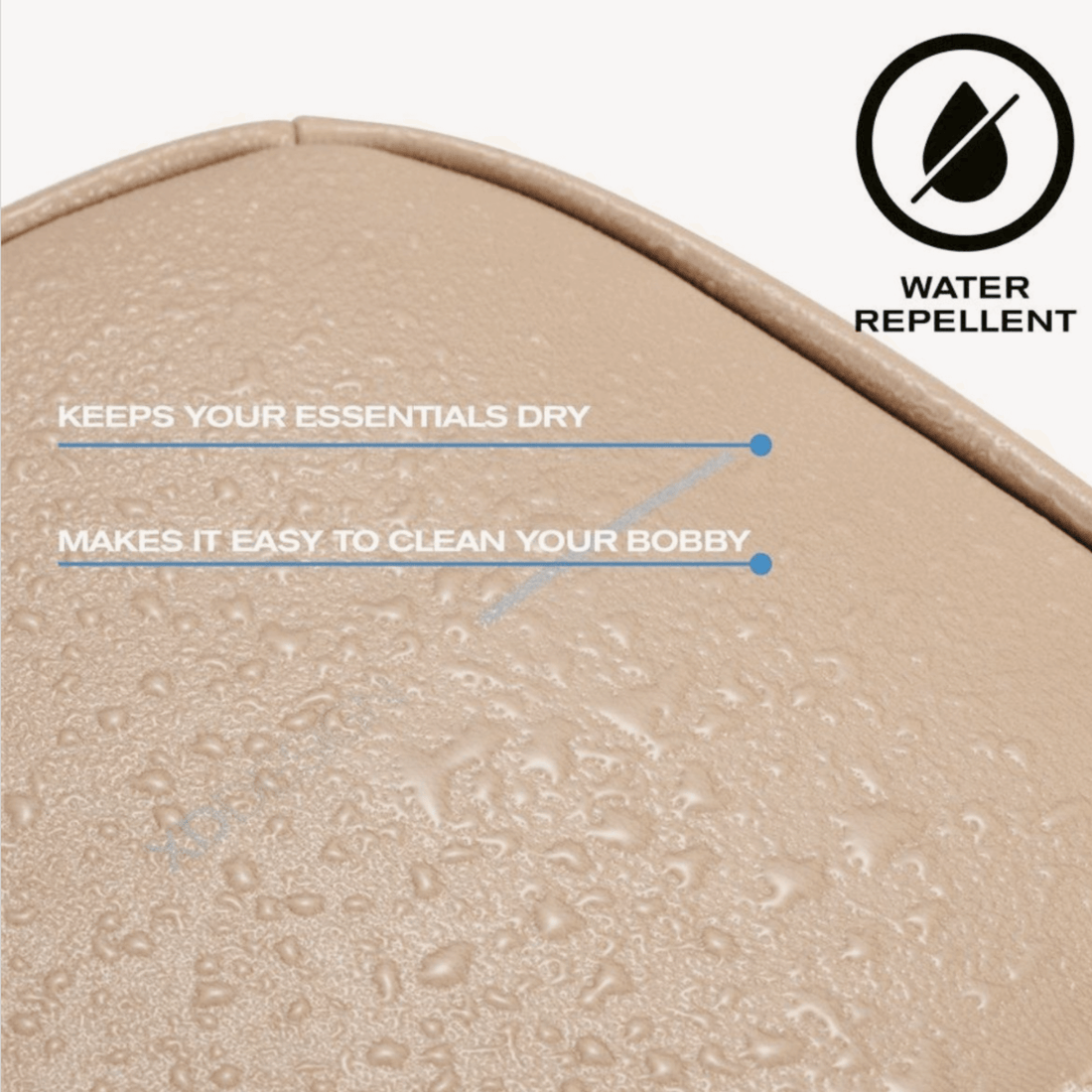 Bobby Elle Anti-Theft Backpack Brown showing water-repellent surface features that keep essentials dry and clean.