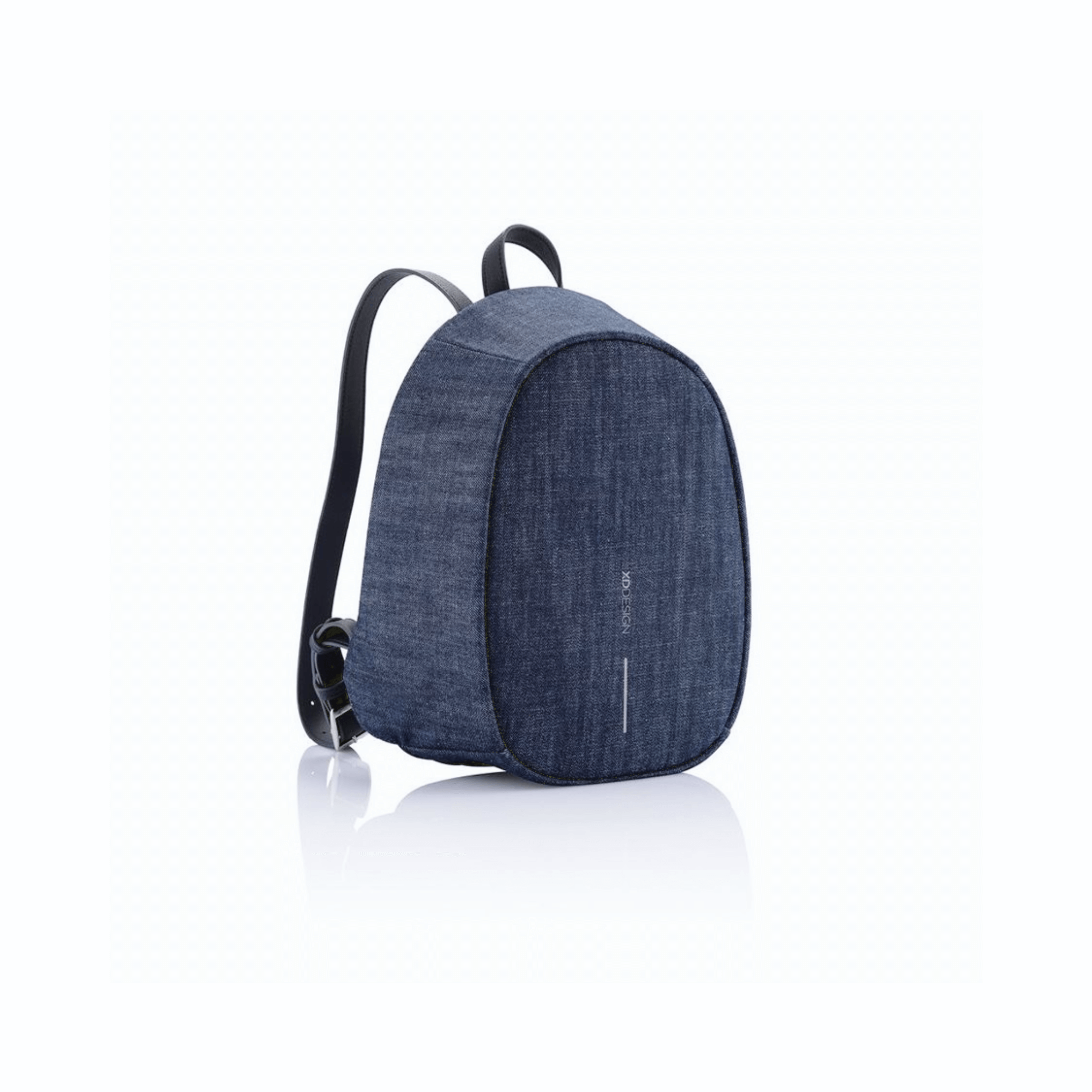 Bobby Elle Anti-Theft Backpack Denim side view showcasing its stylish design and anti-theft features.