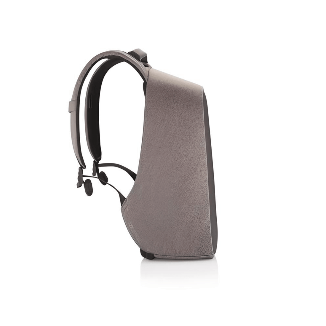 Bobby Hero Regular Anti-Theft Backpack-Grey side view showcasing its sleek design and safety features.
