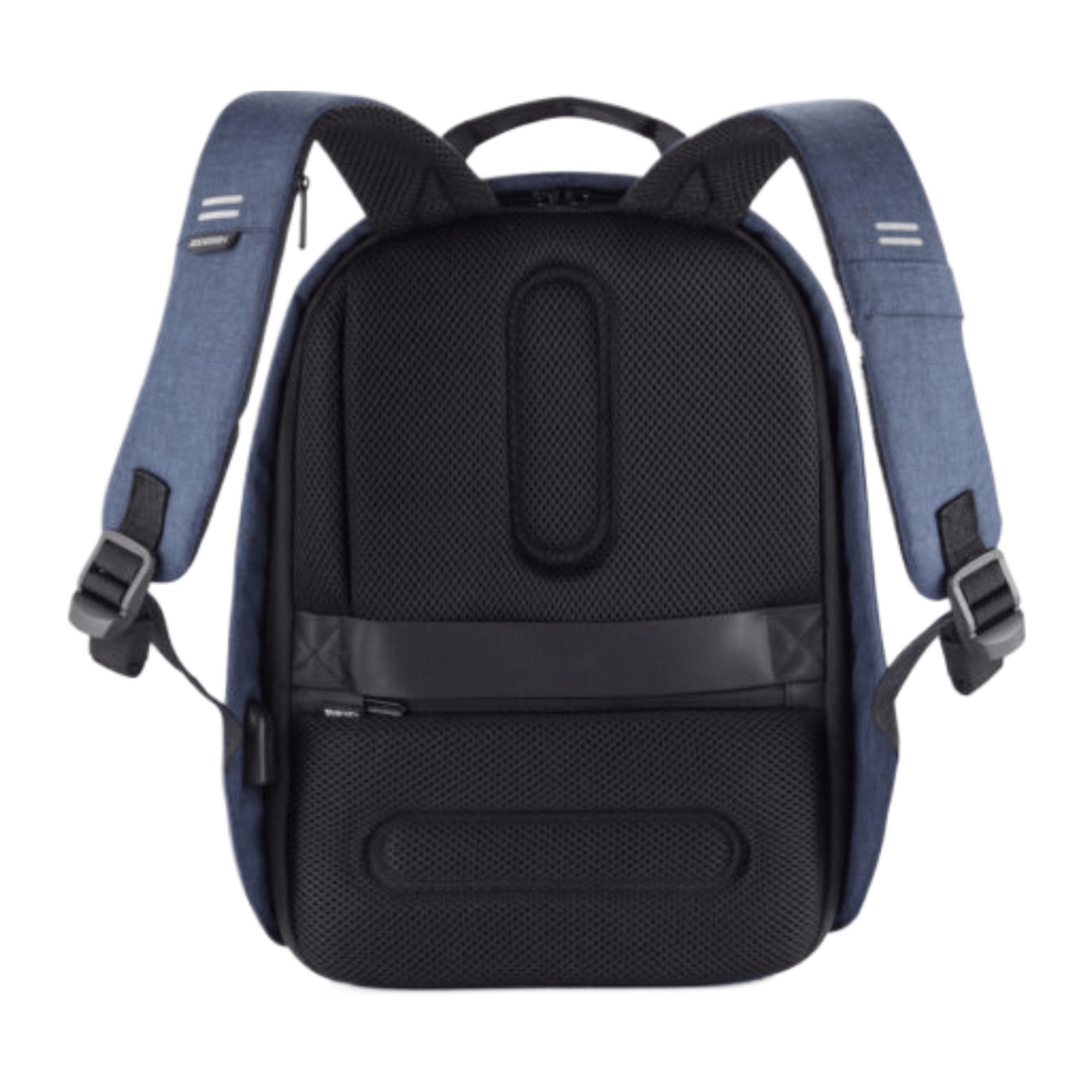 Bobby Hero Small Anti-Theft Backpack in Navy, stylish and secure for travel and daily use.