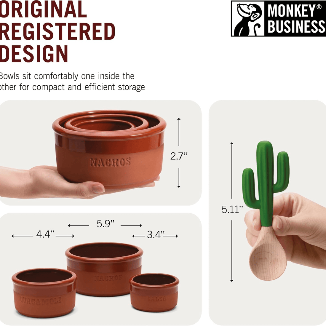Bowlero dip bowl set by Monkey Business showcasing terracotta bowls for vibrant dining and compact storage.