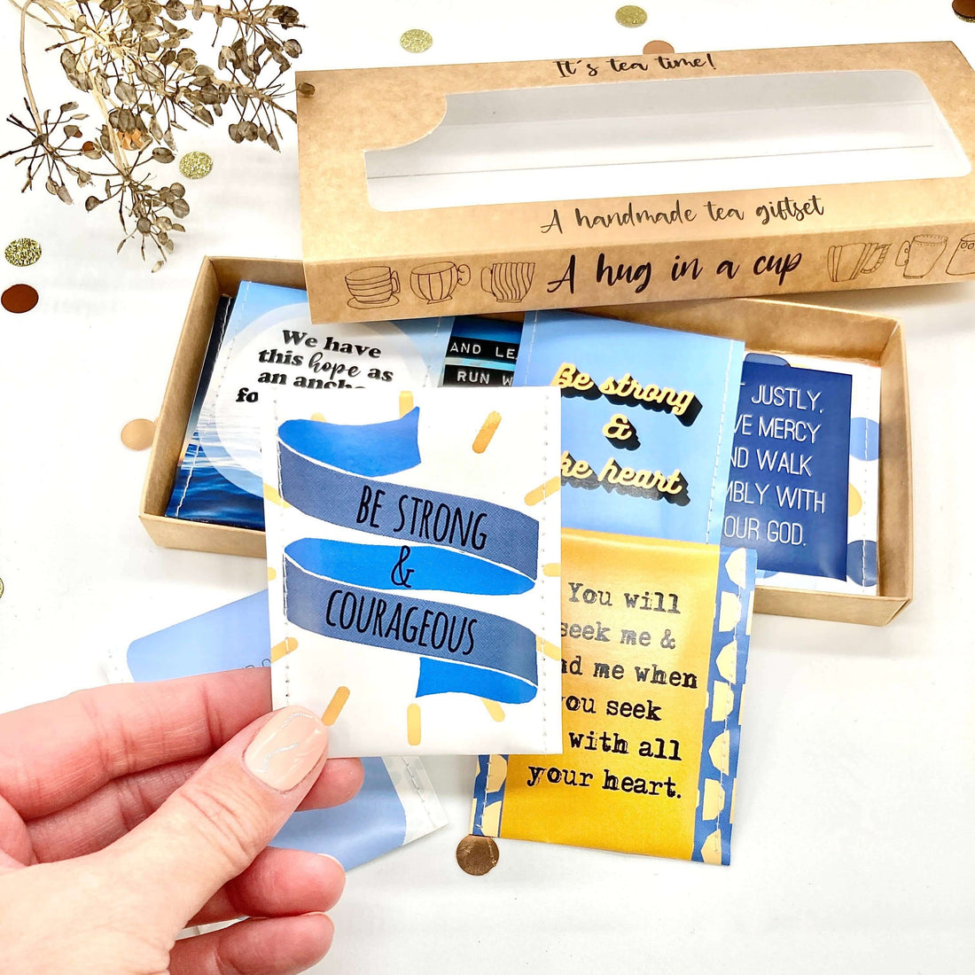 tea gift for him, men’s Christian gift, Christian tea gifttea set, English Breakfast, Earl Grey, Rooibos, Chamomile, Pure Green Tea, Peppermint and Berry tea 