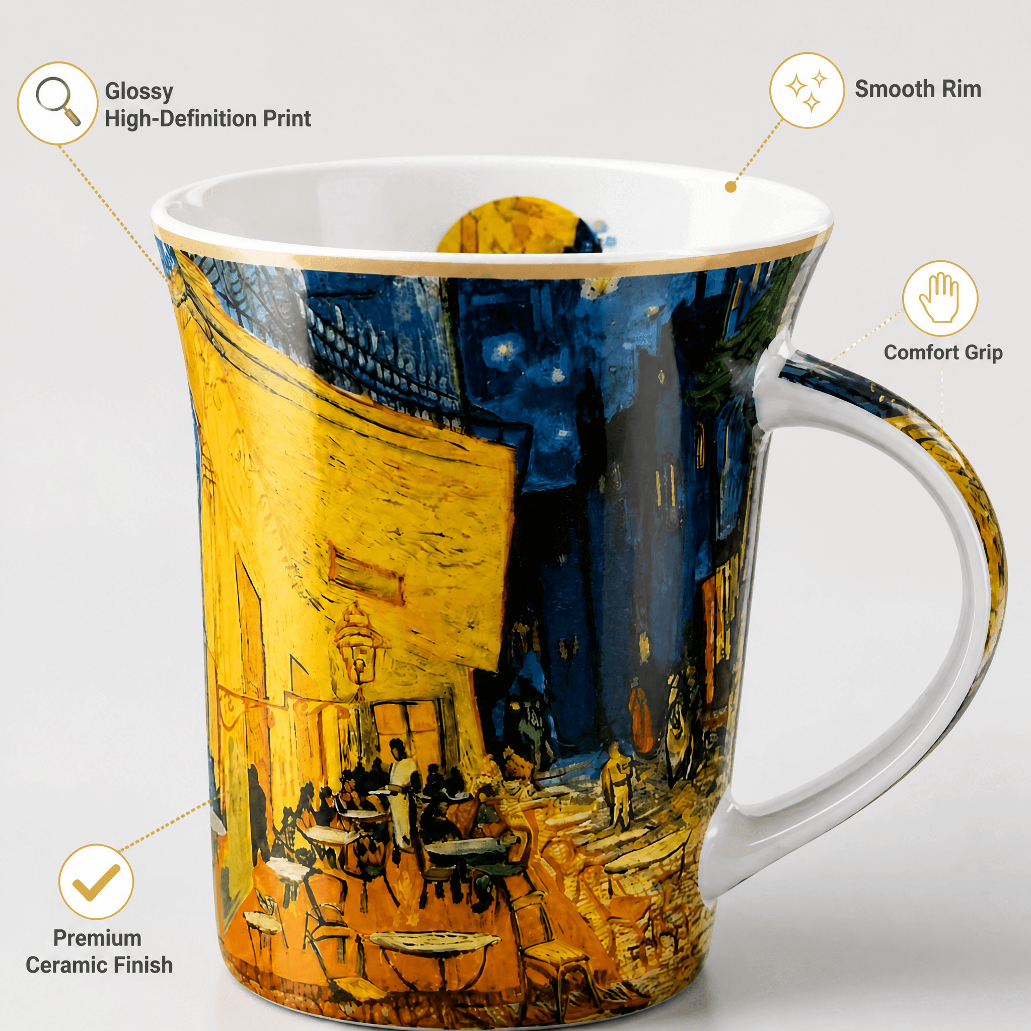 Café Terrace at Night Mug 350 ML-Van Gogh with glossy print and premium ceramic finish.
