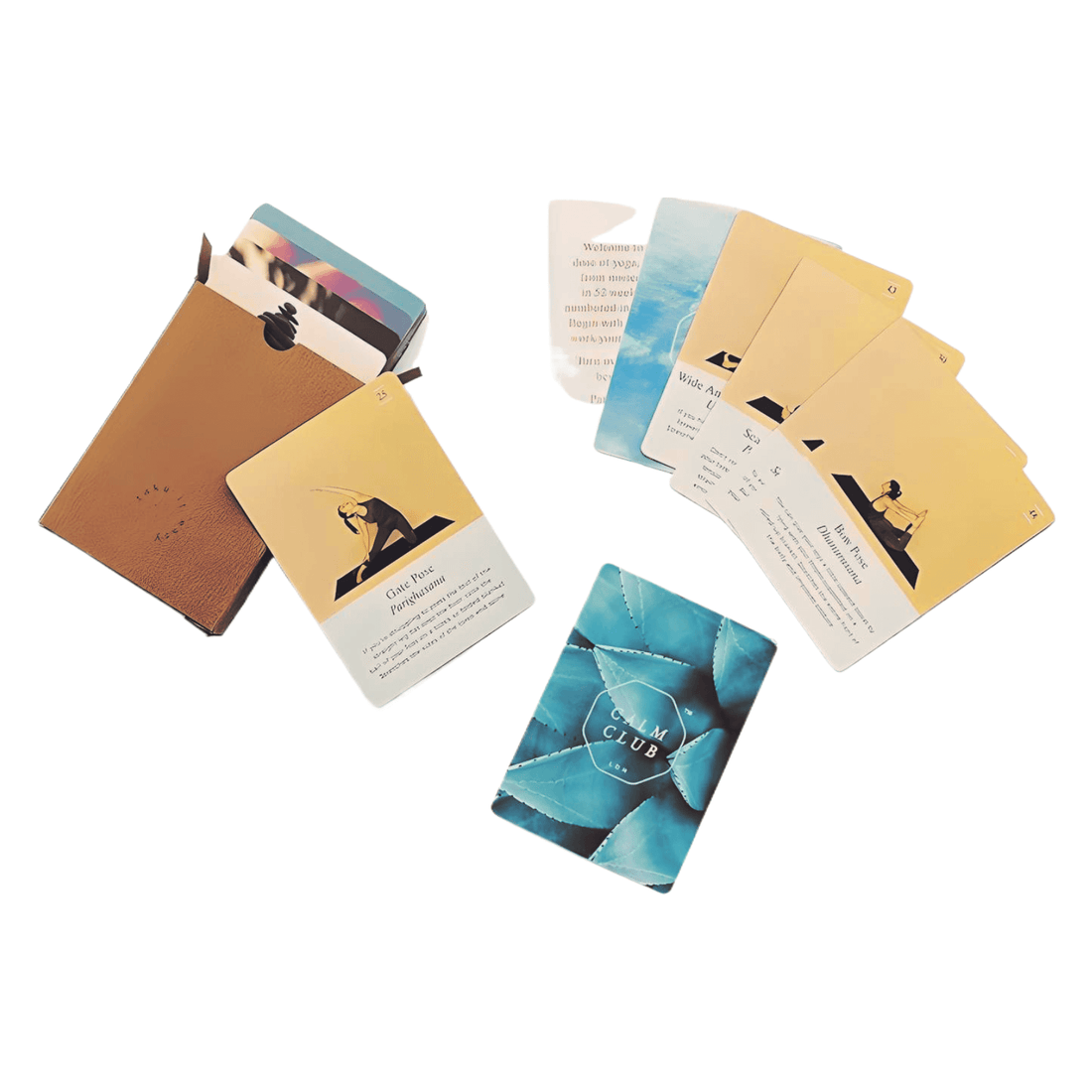 Calm Club Yoga Deck by Luckies, featuring beautifully illustrated yoga pose cards for mindfulness and growth.