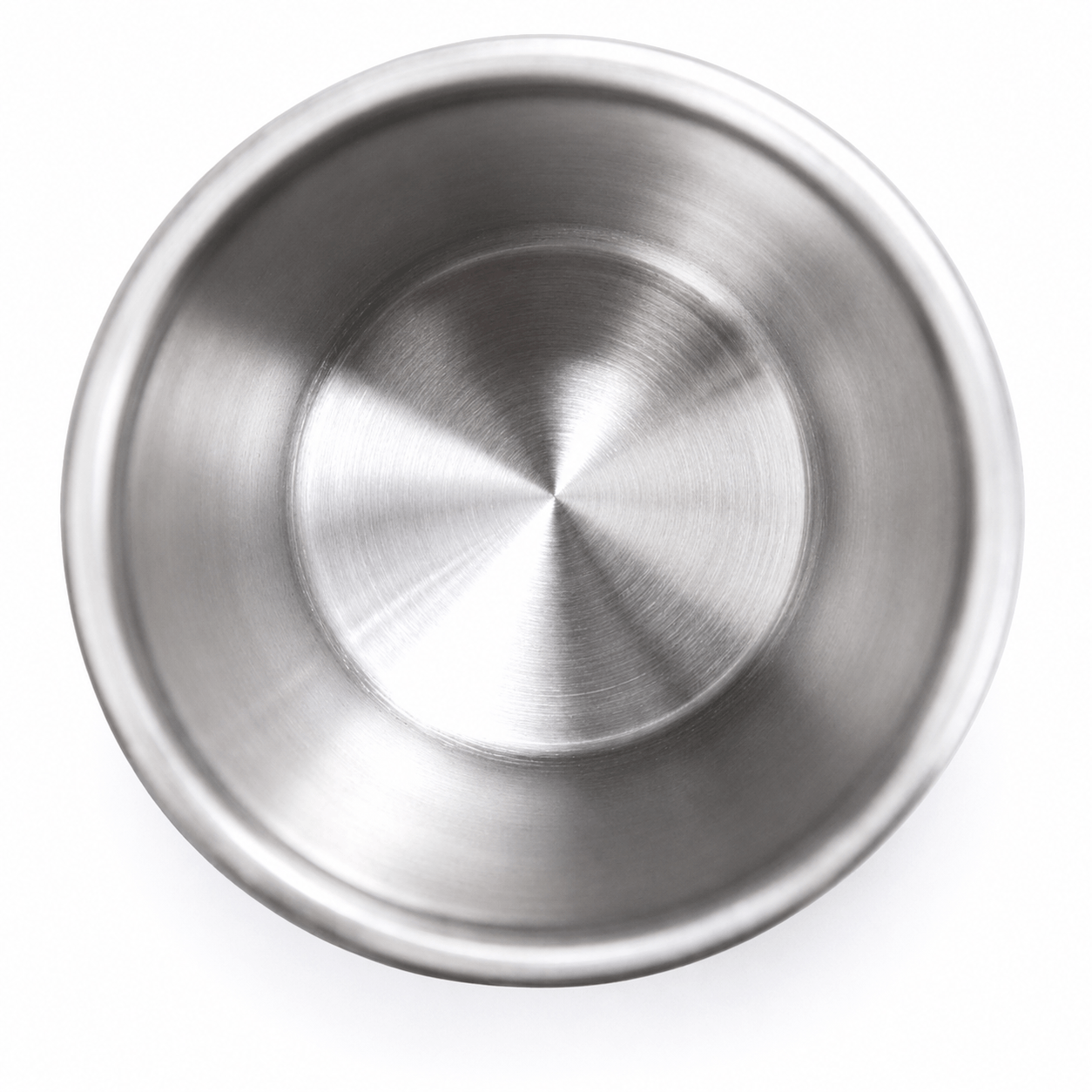 Interior view of the Caniam Camera Lens Mug showcasing the stainless steel finish.