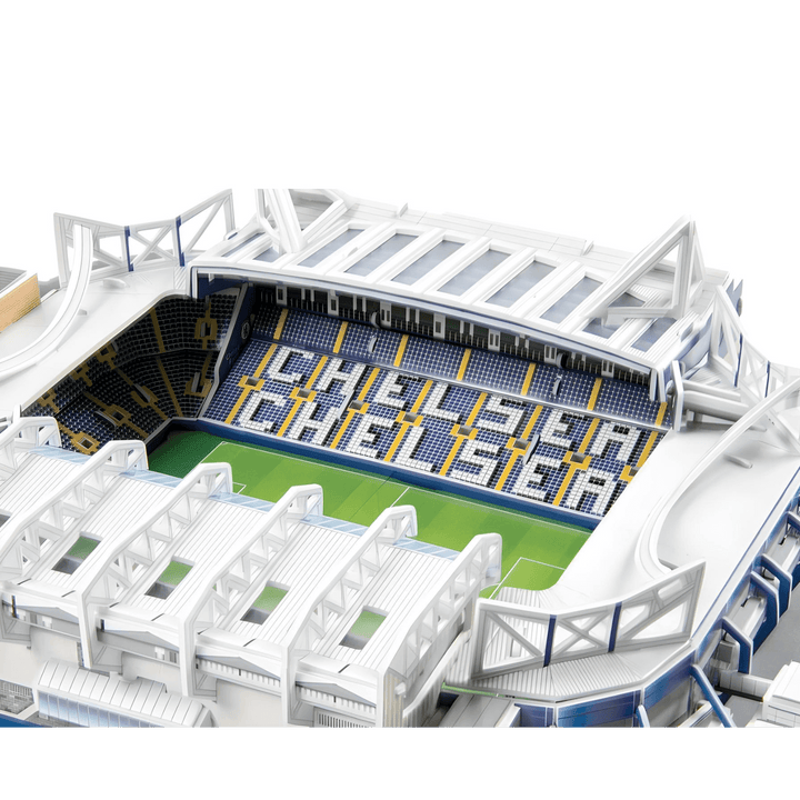Chelsea Stamford Bridge 3D Stadium Puzzle detailed view of the stadium model with seating and field.