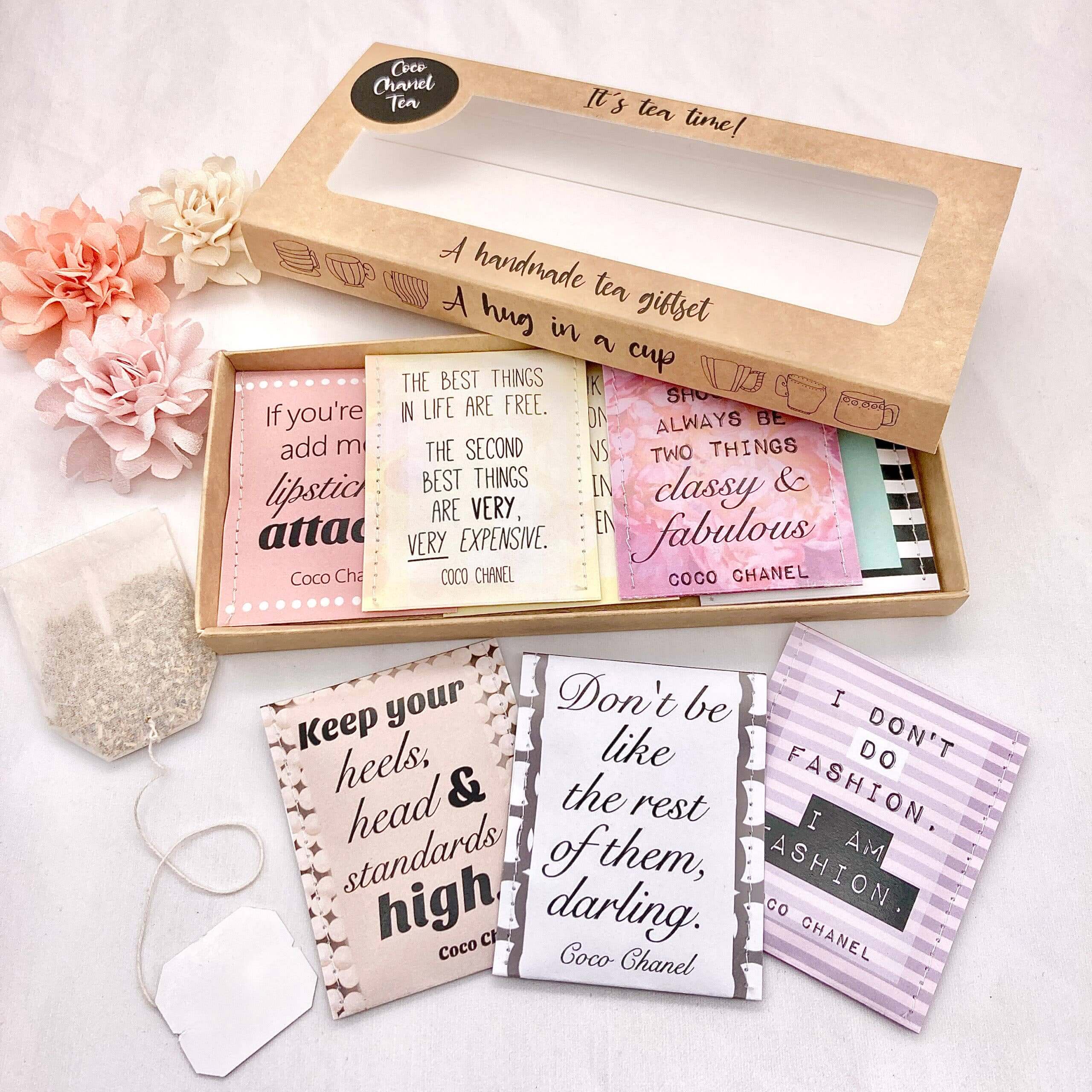 stylish tea gift, luxury tea gift, Coco Chanel tea set