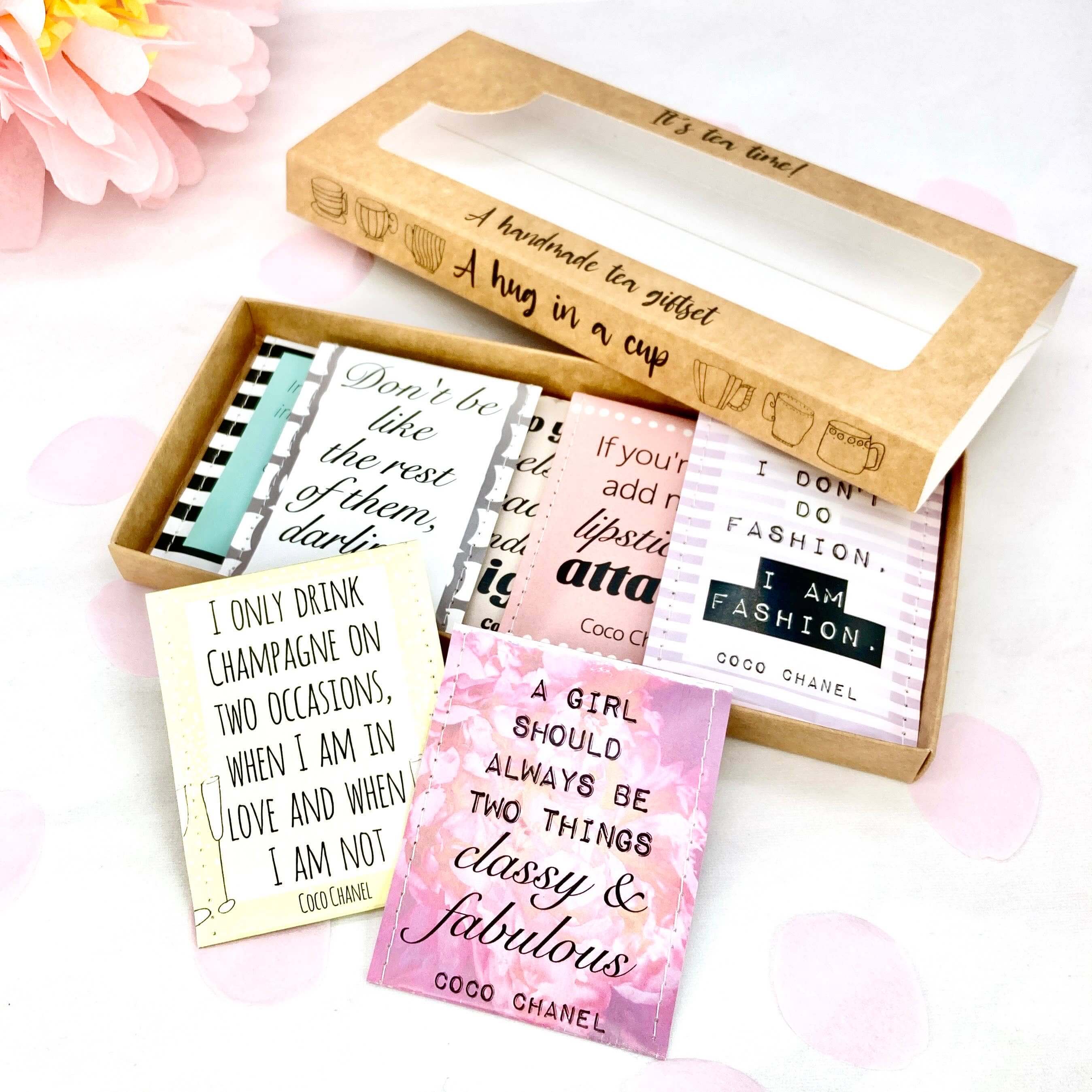 stylish tea gift, luxury tea gift, Coco Chanel tea set