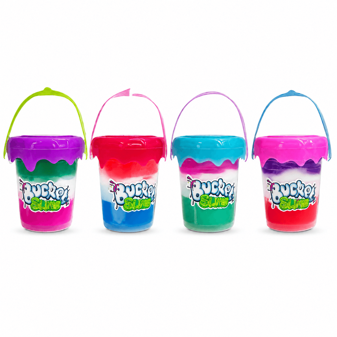 Bubble Mud Slime –  Stretchy Slime Cup for Sensory Play in colorful cups with handles.