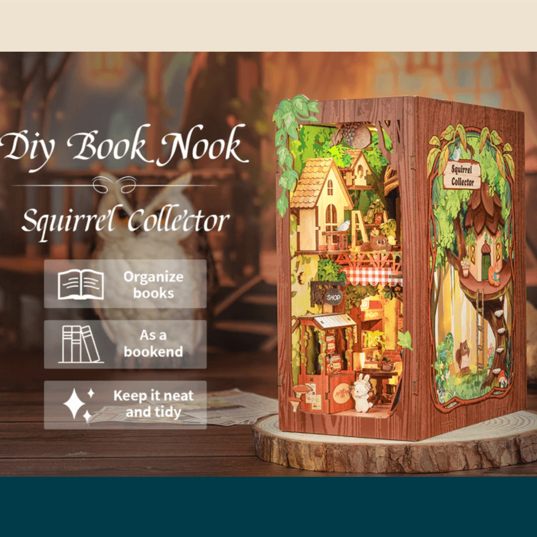 DIY Book Nook Kit - Squirrel Collector