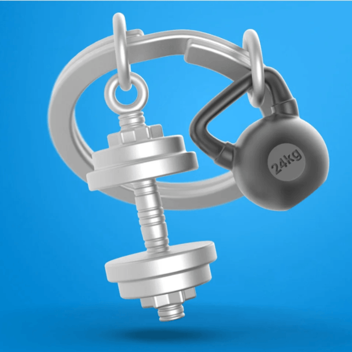 Dumbbell Keychain  - featuring a zinc alloy design with dumbbells and a weight, ideal for fitness lovers.