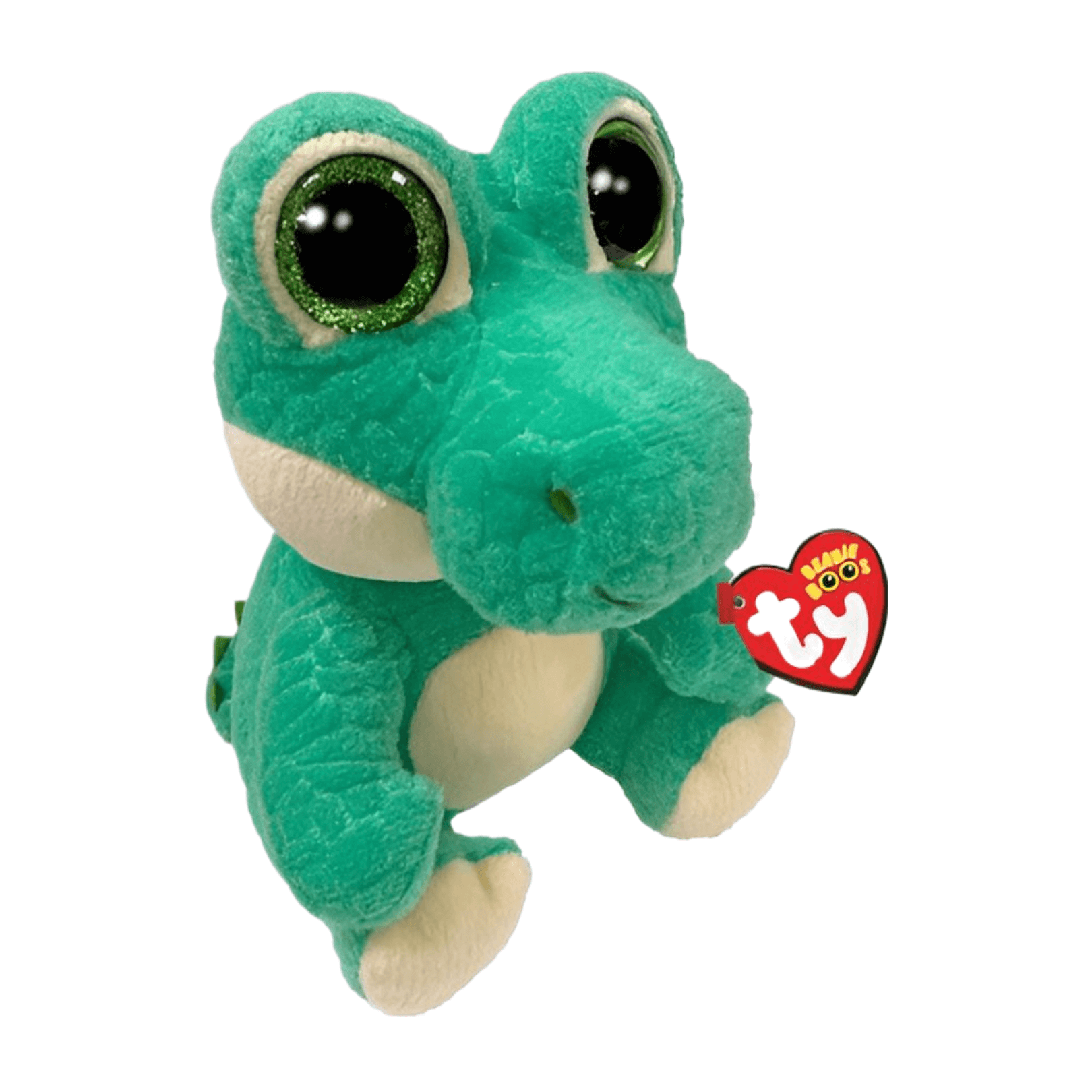 Ernie the Alligator TY Beanie Boo plush toy, bright green, super soft with glitter eyes, perfect snuggle buddy.