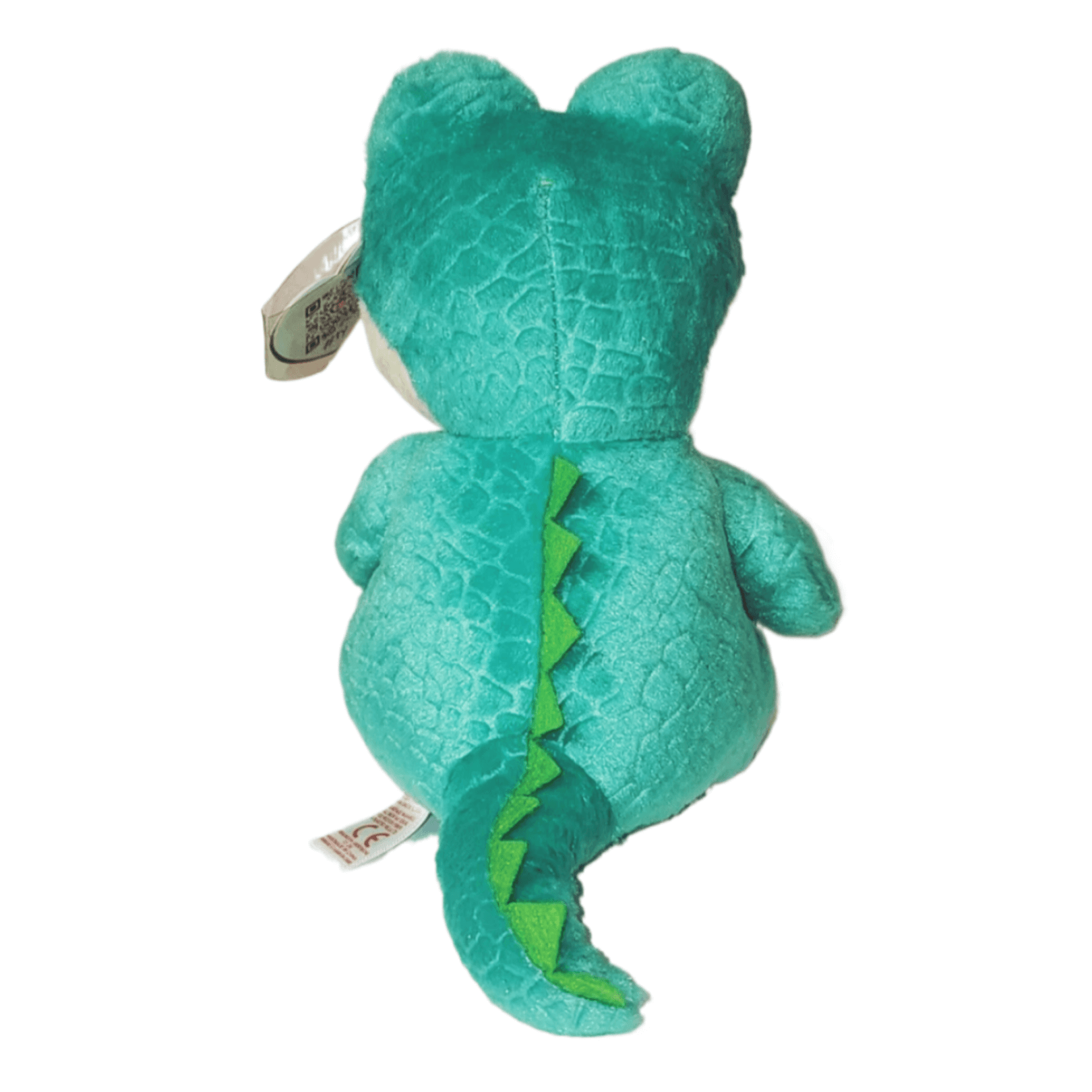 Back view of Ernie the Alligator TY Beanie Boo plush toy, showcasing its green scales and tail details.