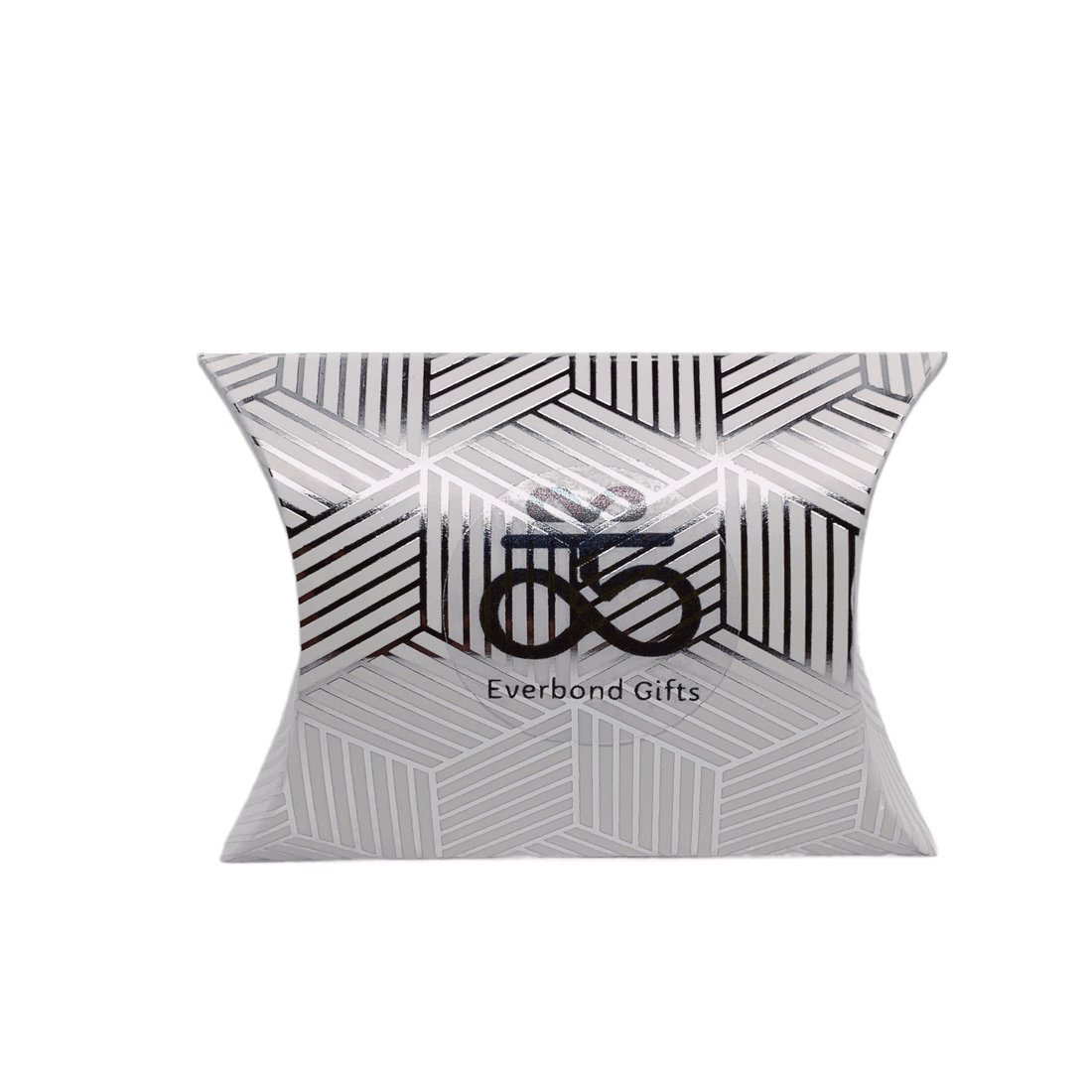 Elegant gift packaging by Everbond Gifts featuring a geometric design in silver and black.
