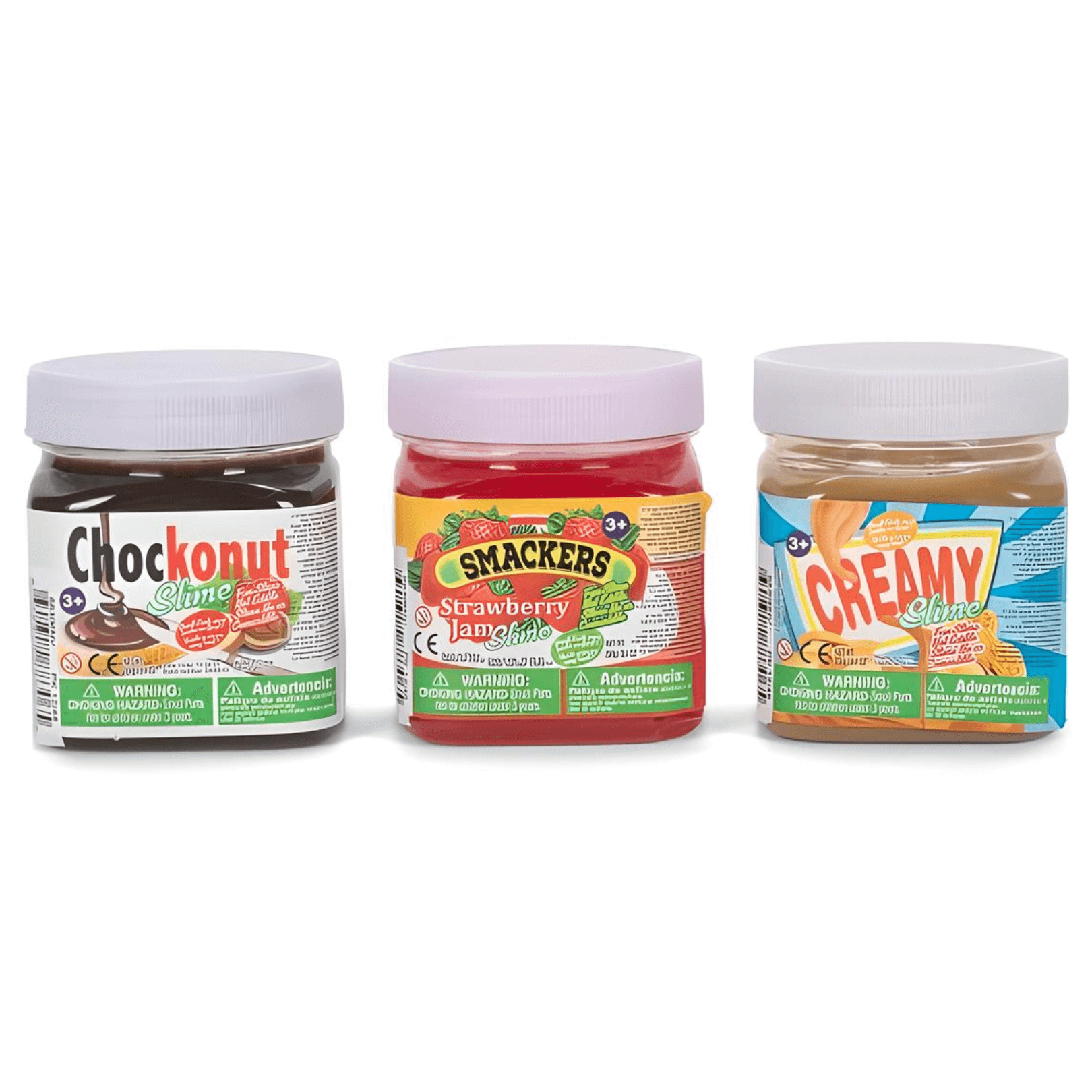 Fake Food Slime Set – Peanut Butter, Jam & Chocolate Spread Slime (3-Pack)
