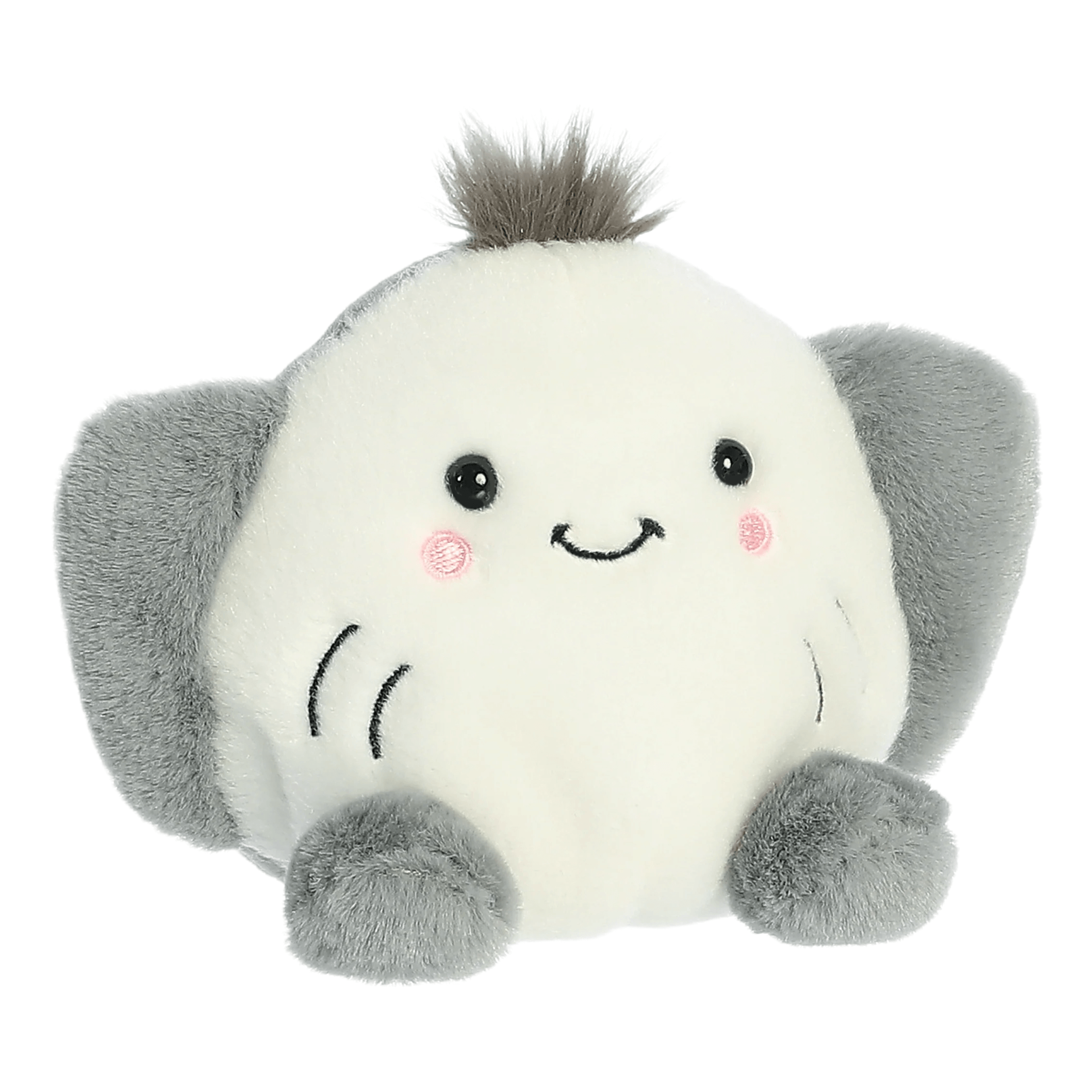 Flapjack Stingray plush toy with a soft white body, gray fins, and a cheerful expression, perfect for ocean lovers.