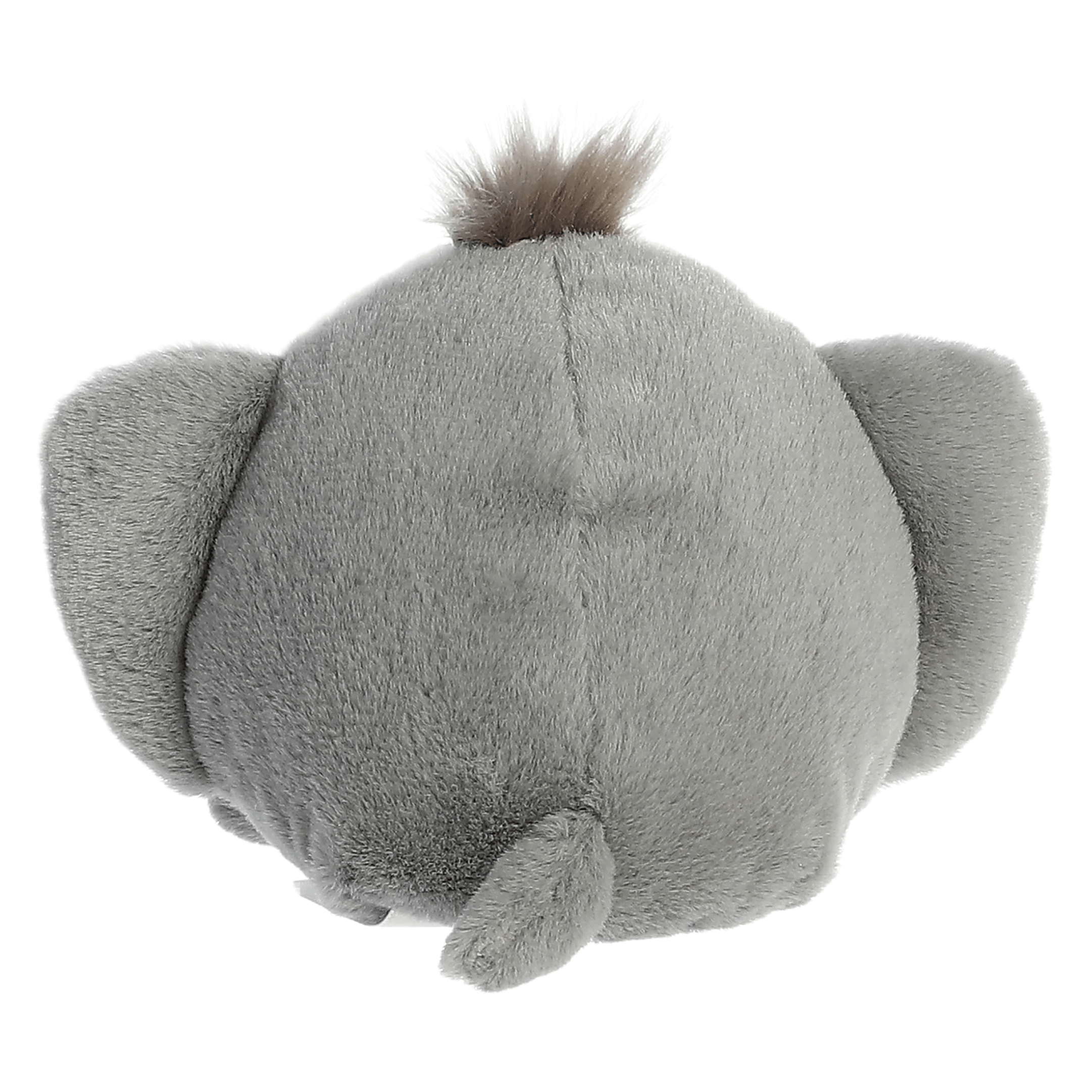 Back view of Flapjack Stingray plush, featuring soft gray body, tuft of hair, and rounded ears.