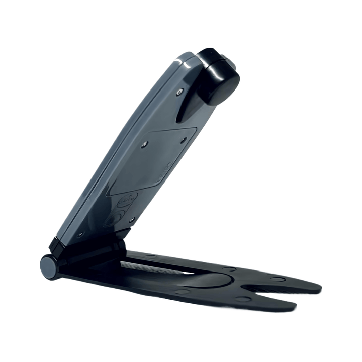 Foldable LED Book Light in sleek gray design, perfect for illuminating your reading anywhere.