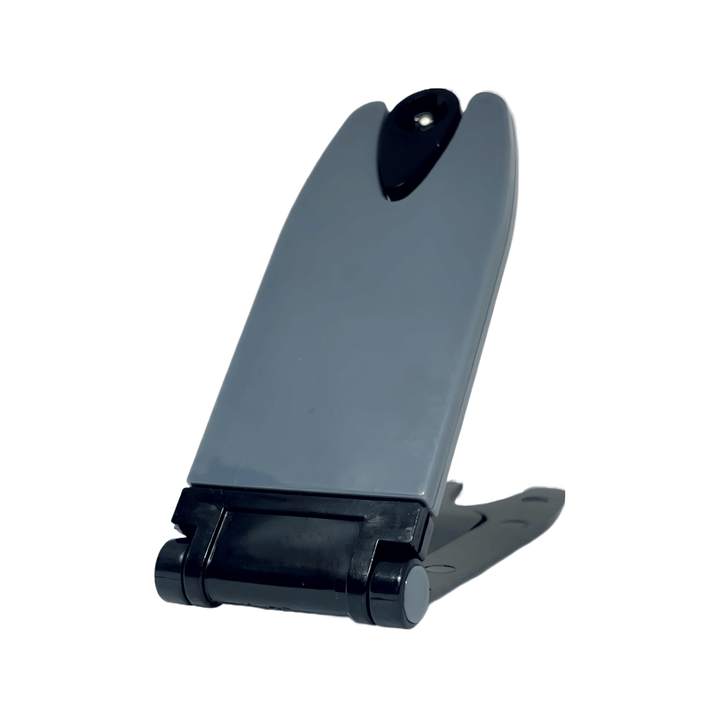 Foldable LED book light in sleek gray design, perfect for illuminating your reading in style.