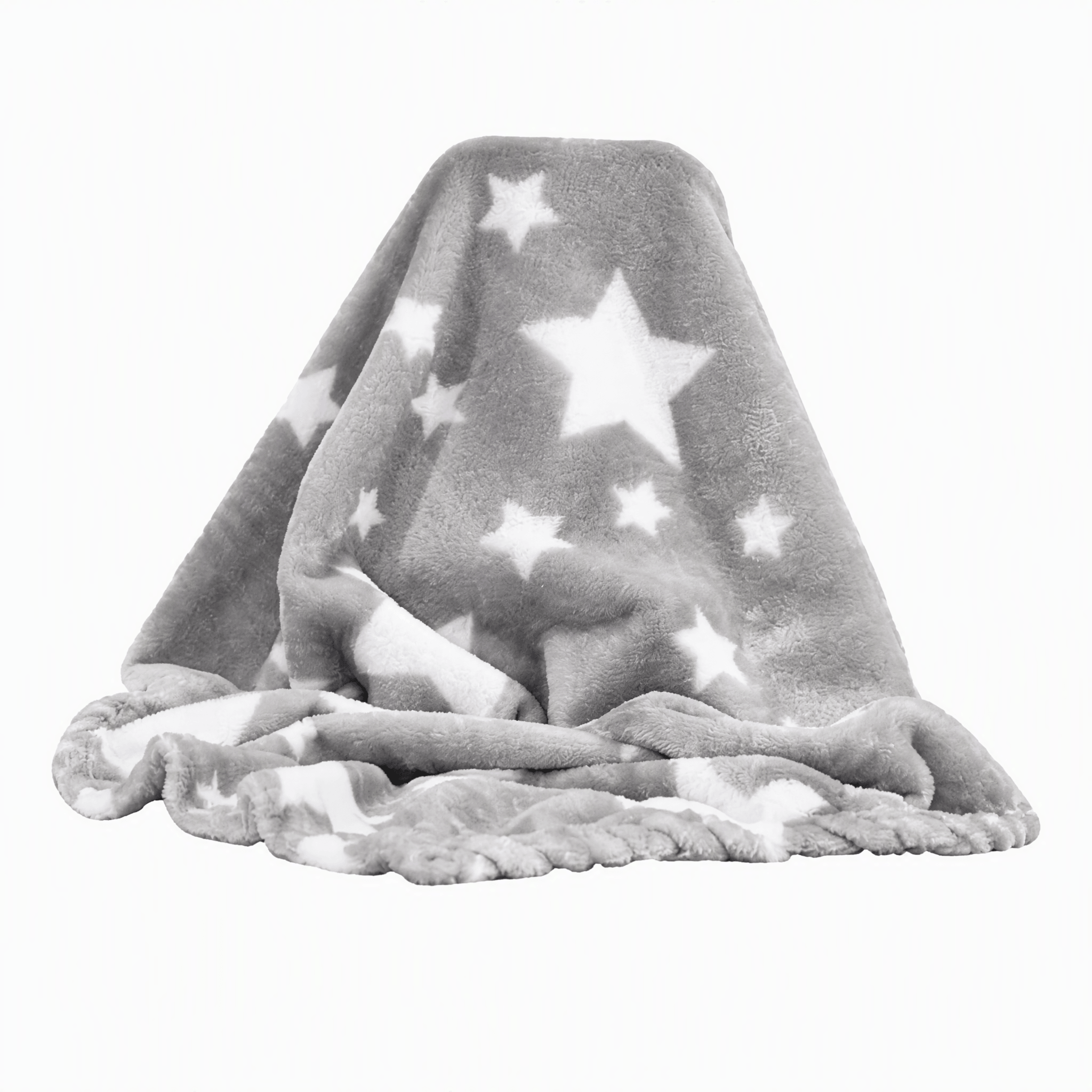 Baby Mode Grey Fleece Star Blanket – Soft Baby & Stroller Blanket