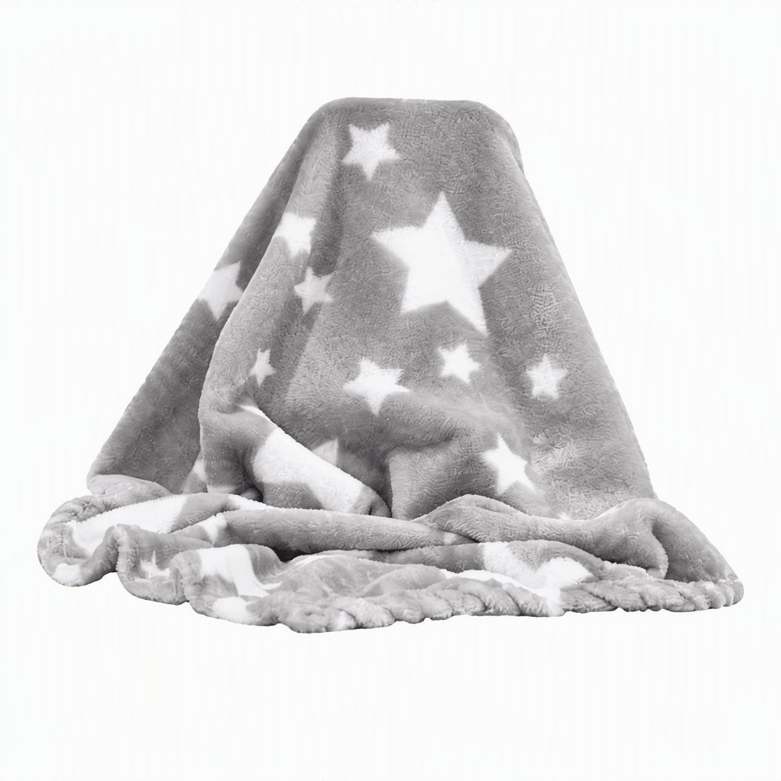 Baby Mode Grey Fleece Star Blanket – Soft Baby & Stroller Blanket