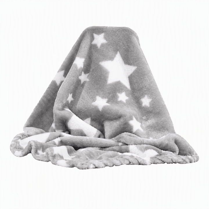 Baby Mode Grey Fleece Star Blanket – Soft Baby & Stroller Blanket