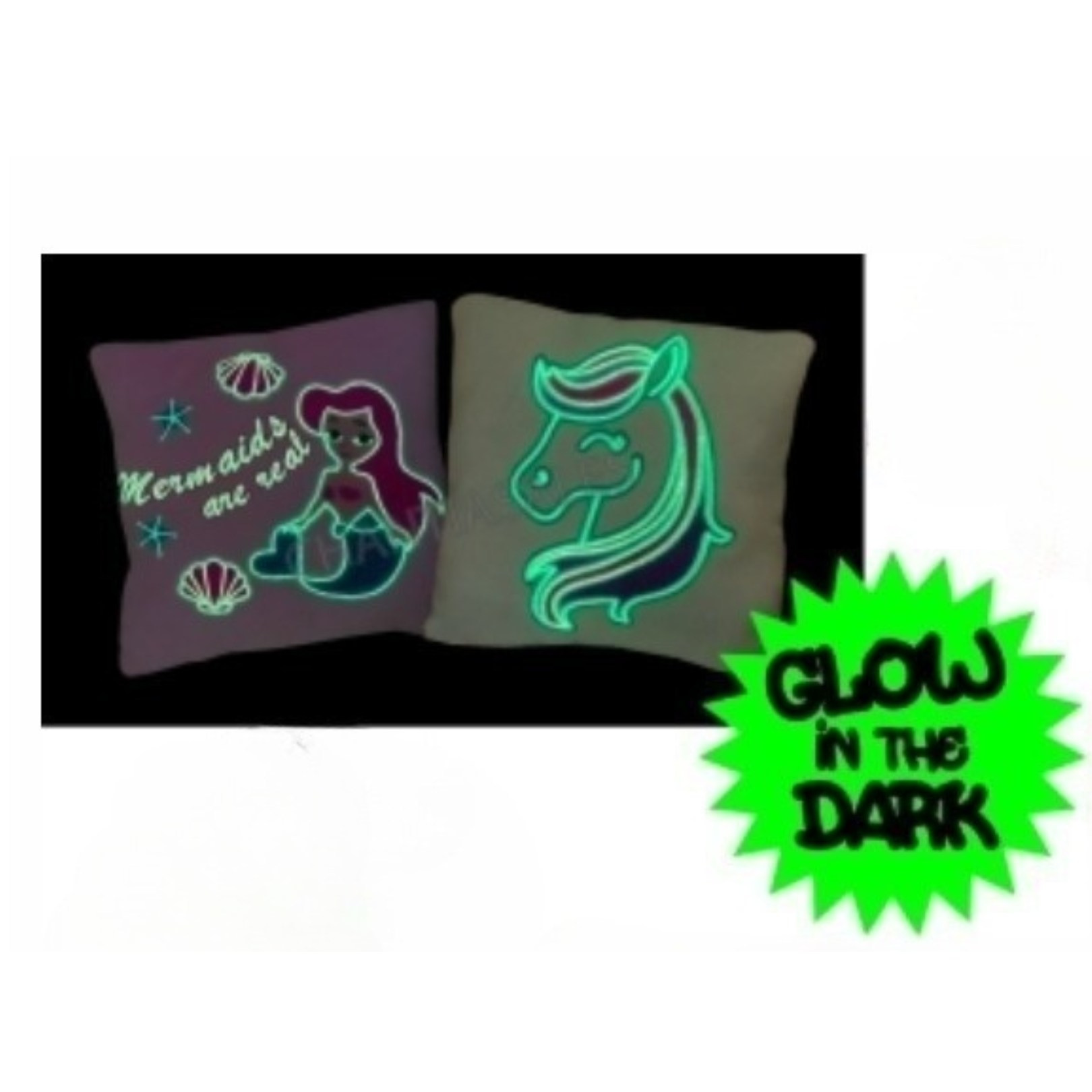 Glow-in-the-Dark Mermaid Pillow – 12" Plush Cushion