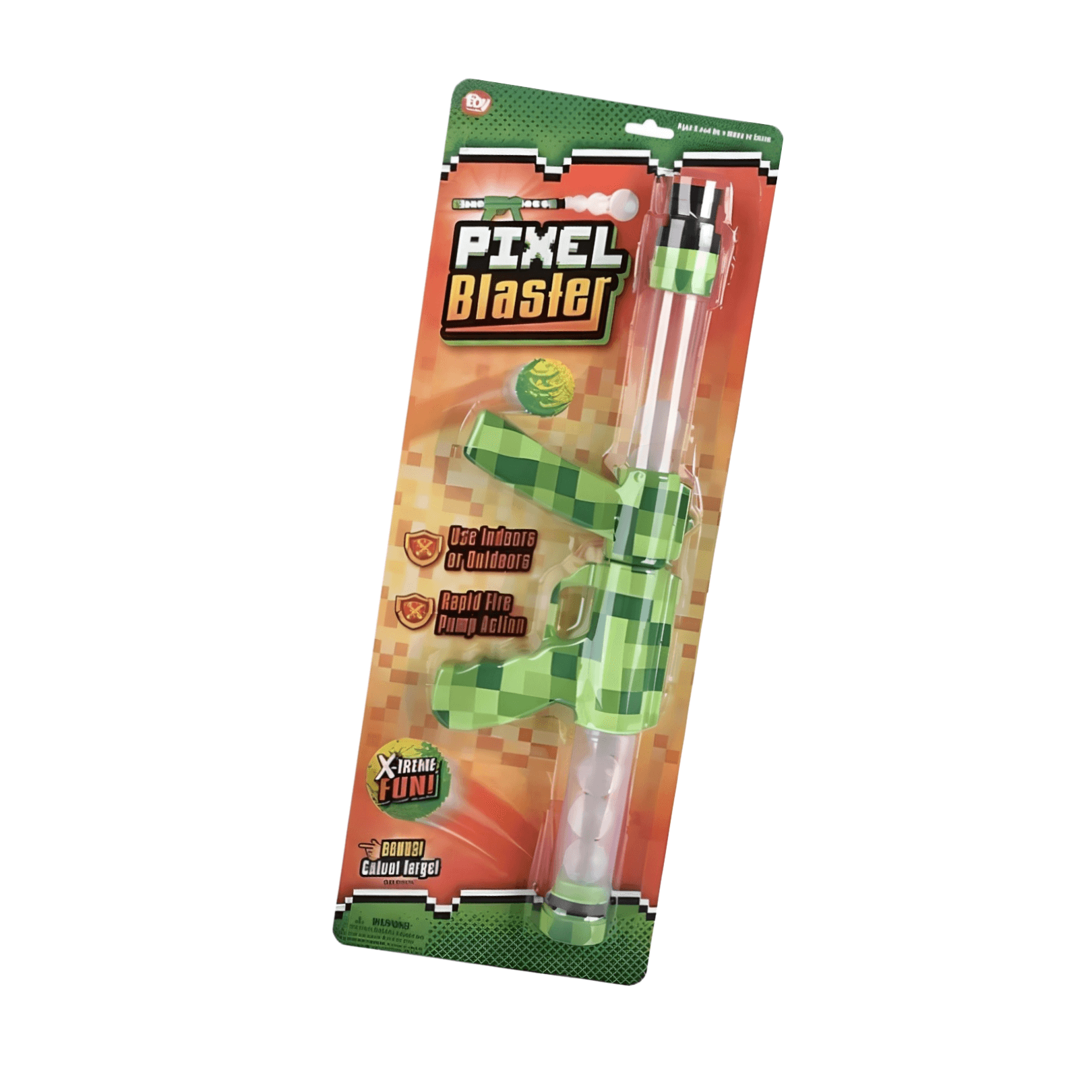 Green Pixel Moon Blaster 19" - Glow in the Dark toy blaster in pixelated design, perfect for fun playtime.