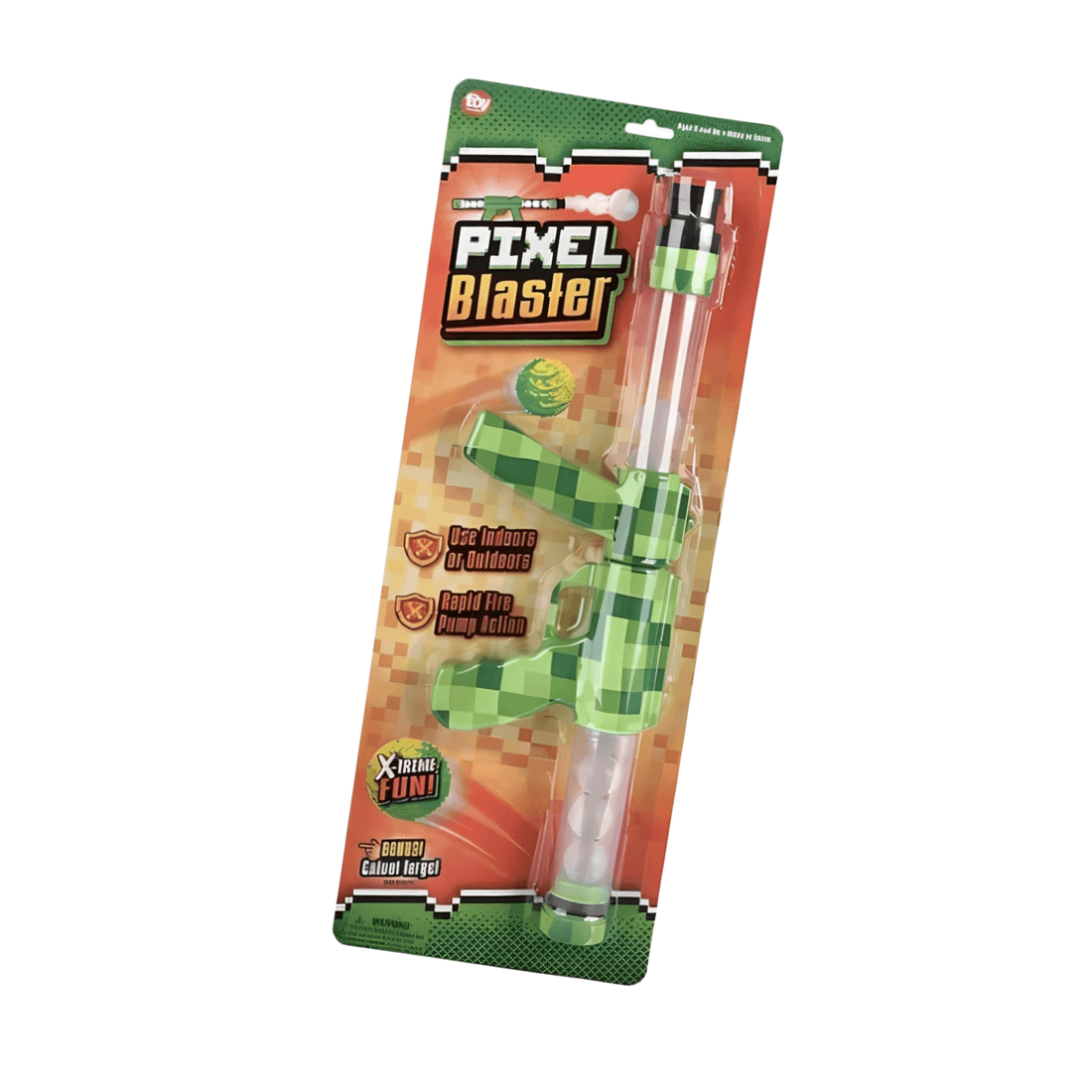 Green Pixel Moon Blaster 19" - Glow in the Dark toy blaster in pixelated design, perfect for fun playtime.