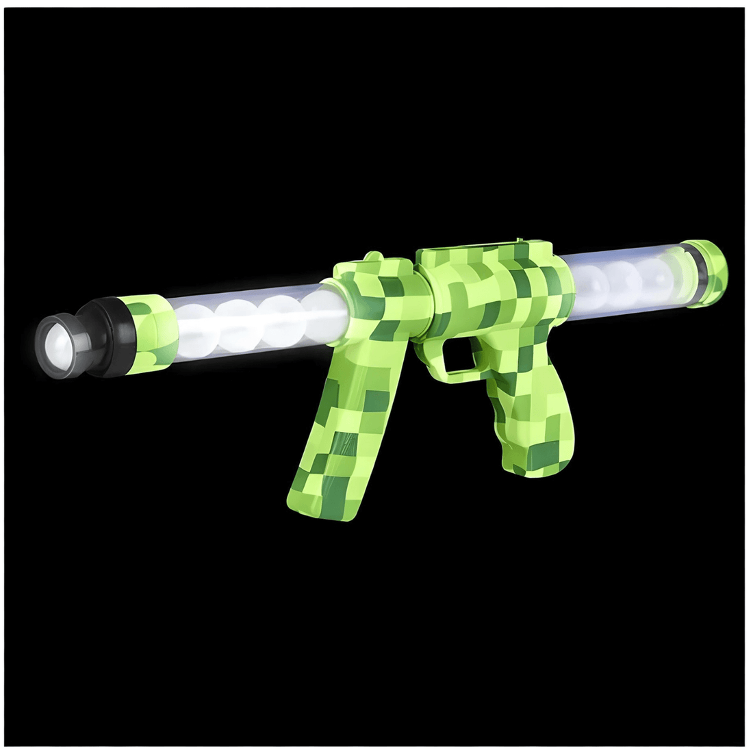 Green Pixel Moon Blaster - Glow in the Dark 19" toy blaster with pixelated design for exciting playtime.