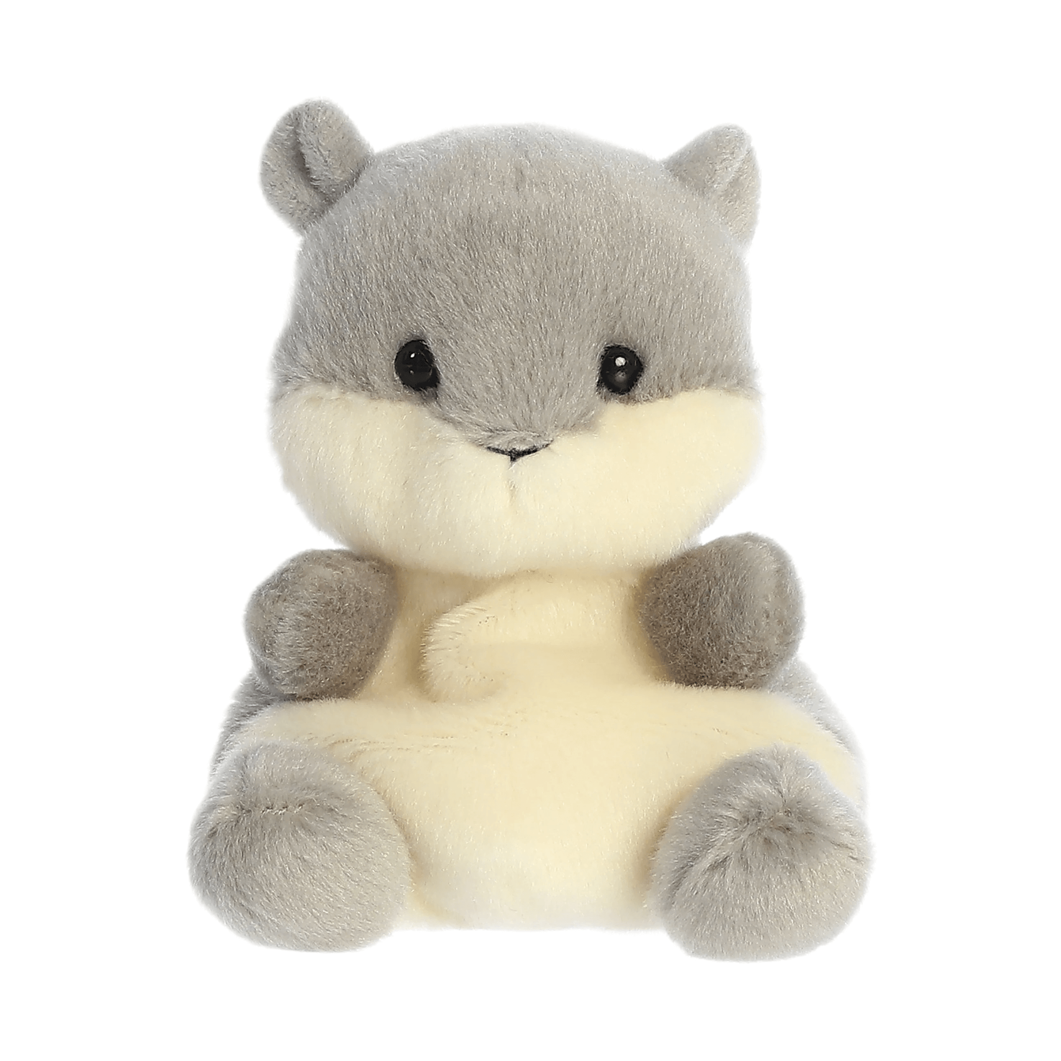Gus Grey Squirrel Palm Pal plush toy with soft grey fur and warm smile, perfect for heartfelt gifts and celebrations.