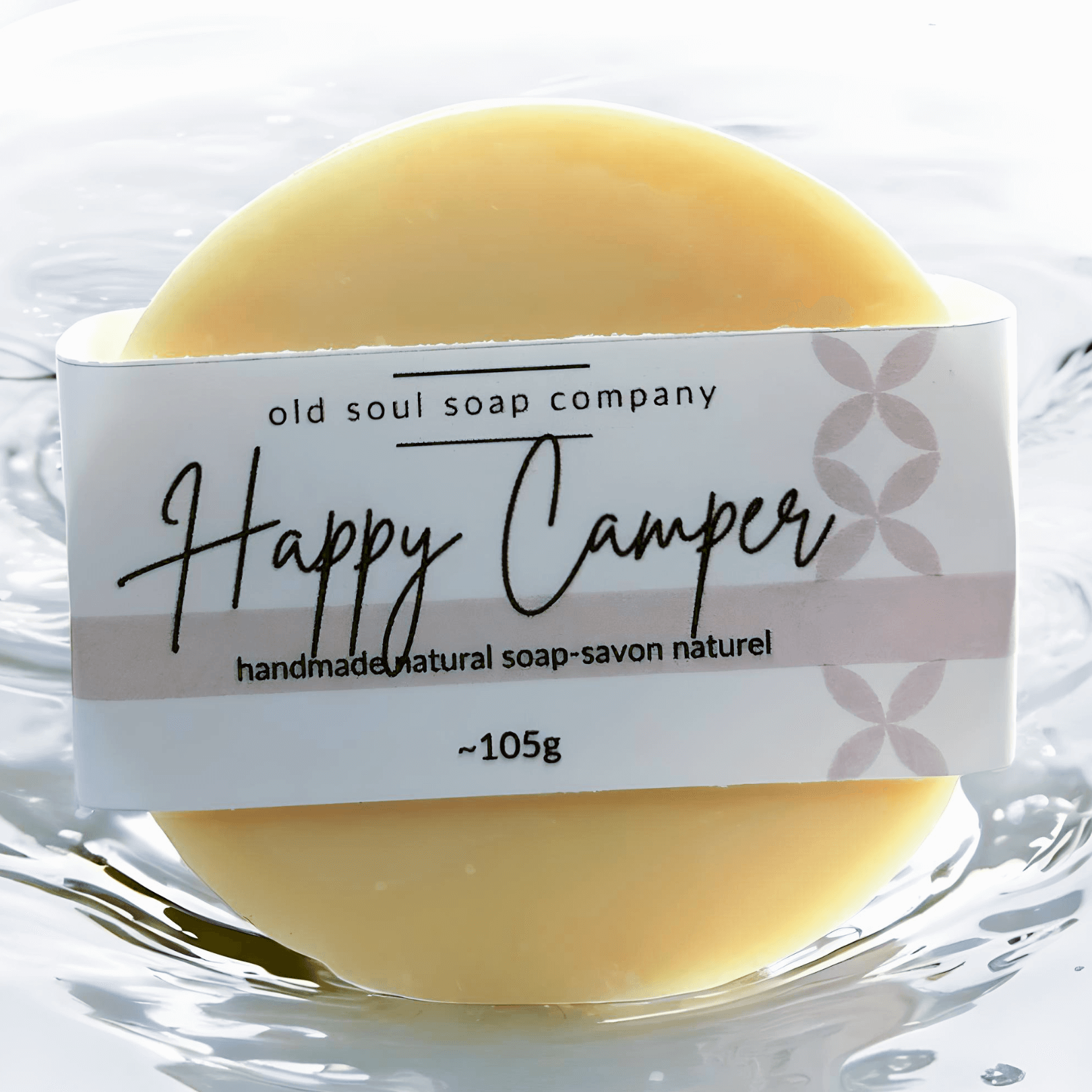 Happy Camper natural soap by Old Soul Soap Company, perfect for outdoor adventures and camping.