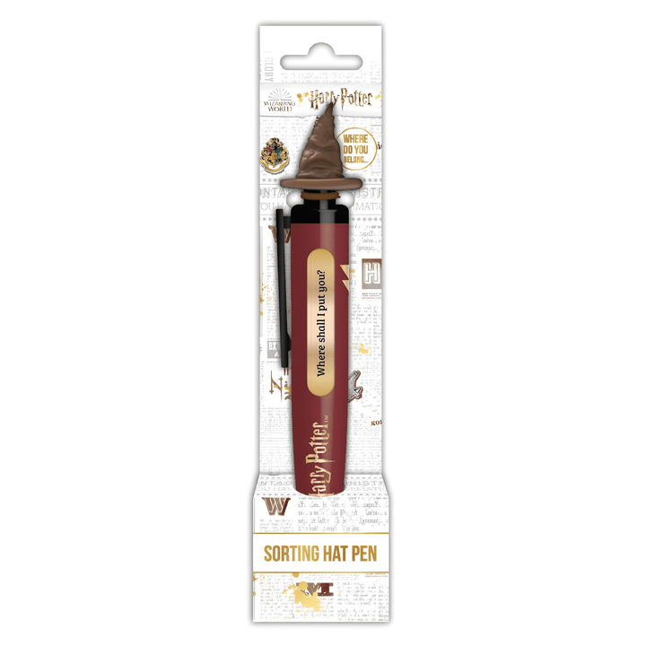 Harry Potter Sorting Hat Pen featuring iconic design and packaging, perfect for fans and collectors.