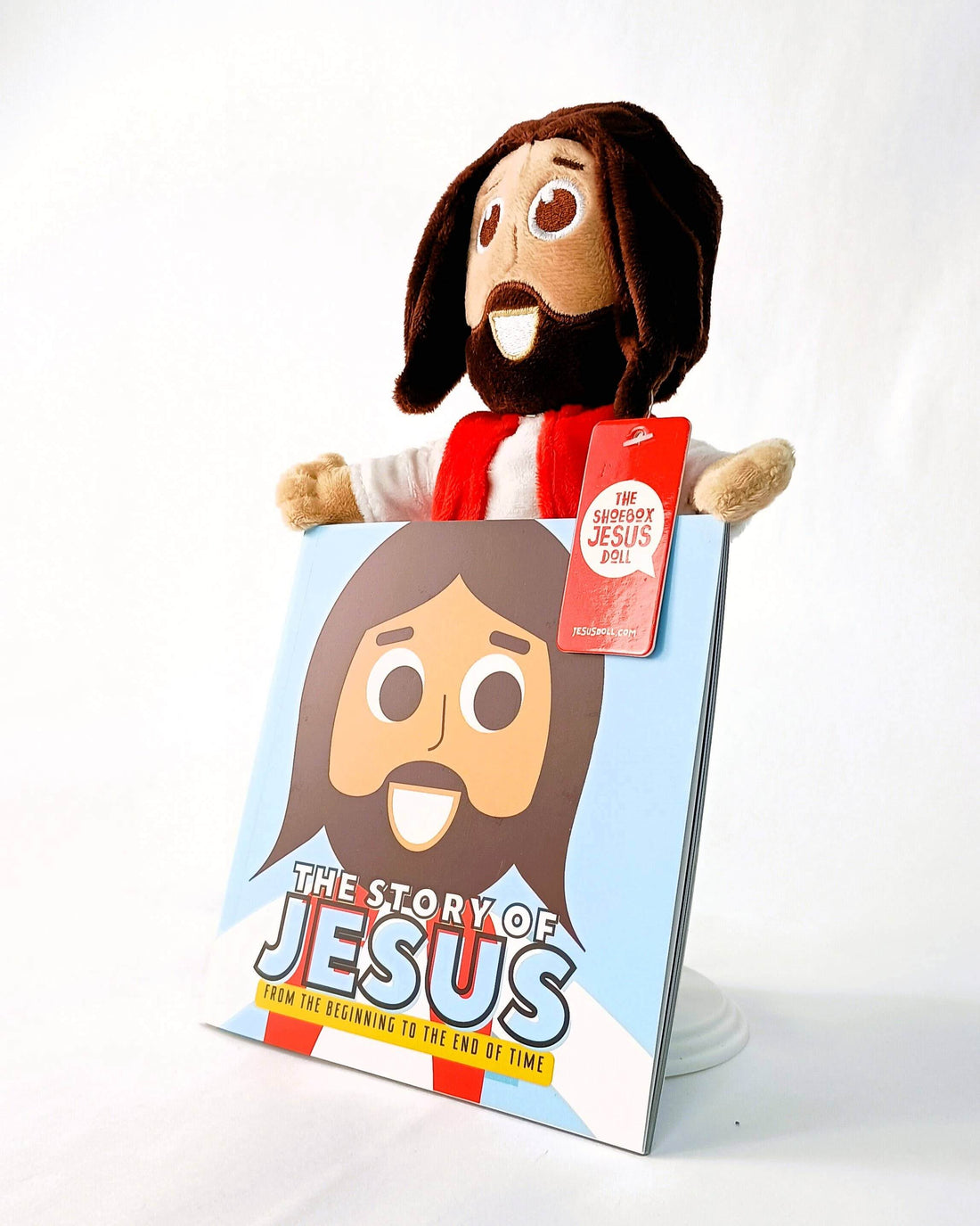 Jesus doll with book bundle featuring 'The Story of Jesus' for kids, perfect for faith-based play and learning.