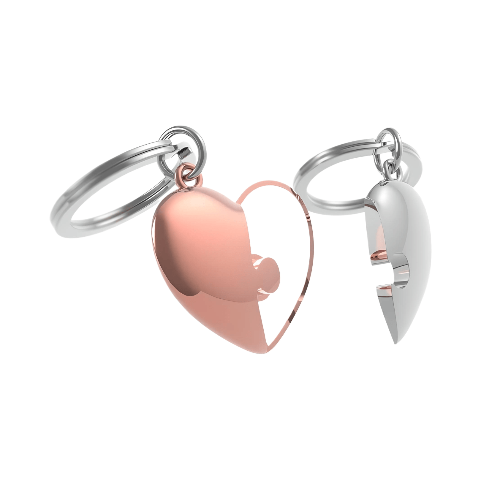 Keychain-Rose Gold - Chrome Heart puzzle-shaped keychain set by Metalmorphose, featuring rose gold and chrome pieces.