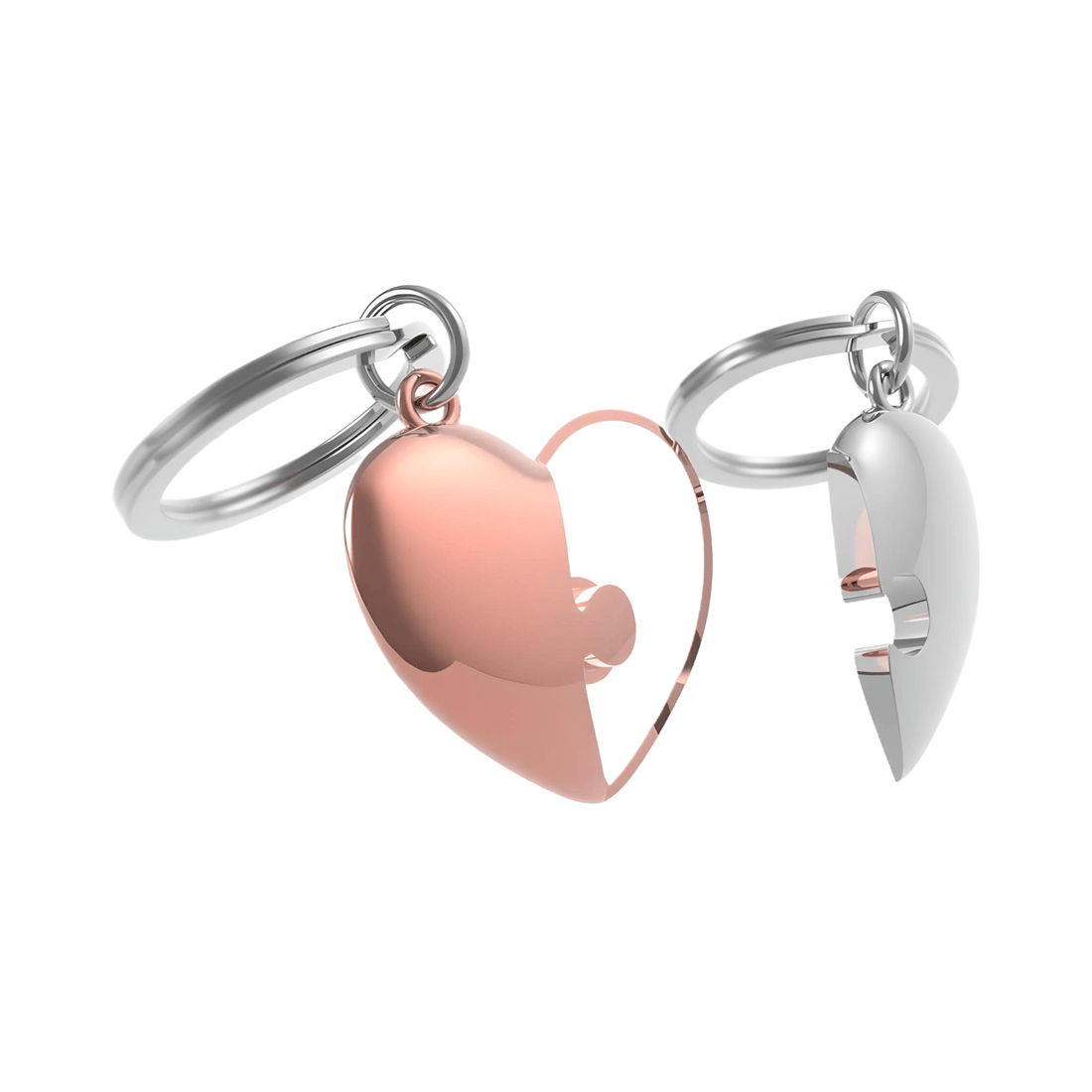 Keychain-Rose Gold - Chrome Heart puzzle-shaped keychain set by Metalmorphose, featuring rose gold and chrome pieces.