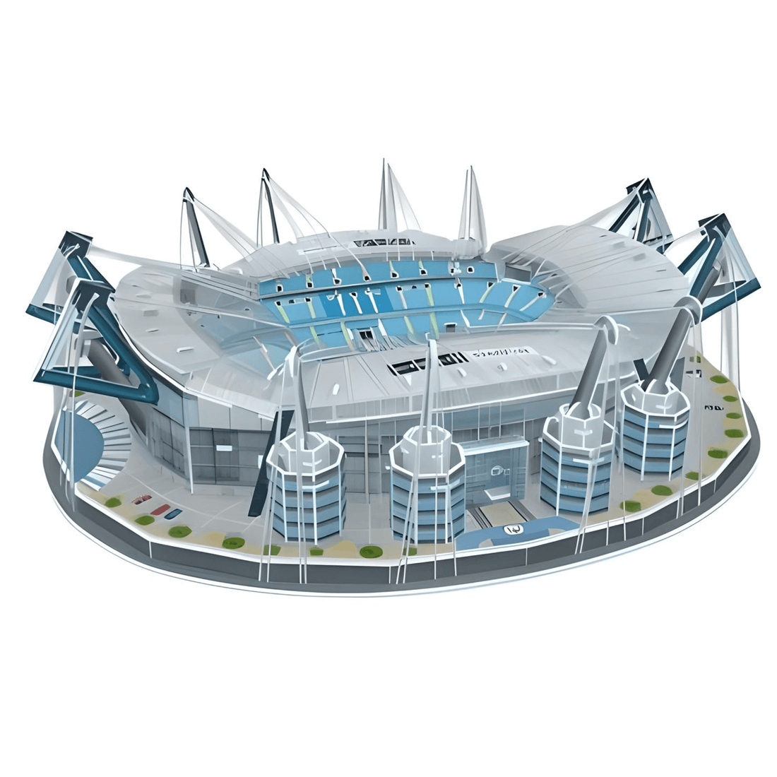 Manchester City Etihad 3D Stadium Puzzle model in colorful and detailed design showing the iconic stadium.
