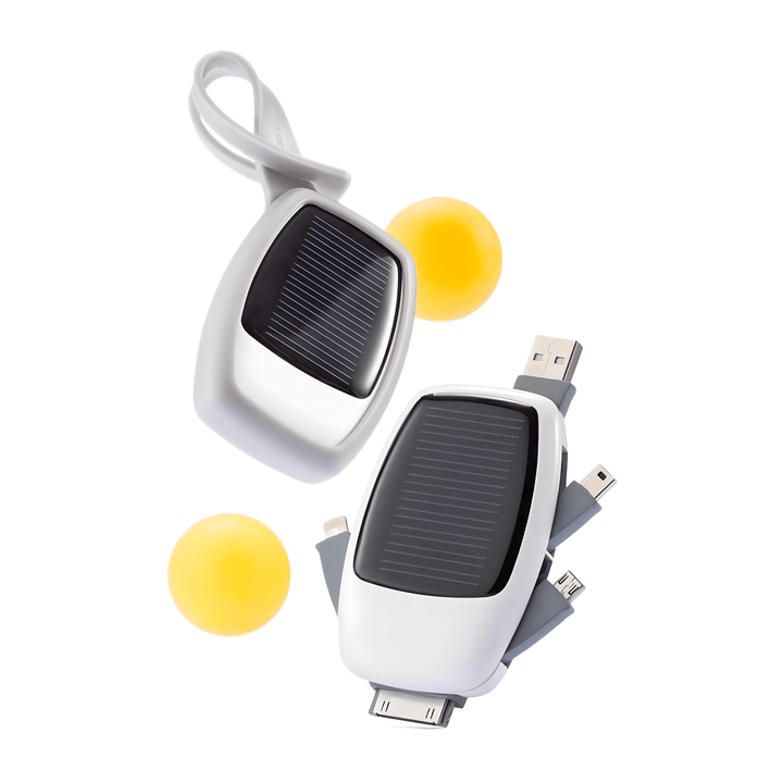 Nab Portable Emergency Solar Phone Charger with integrated plugs for on-the-go charging.
