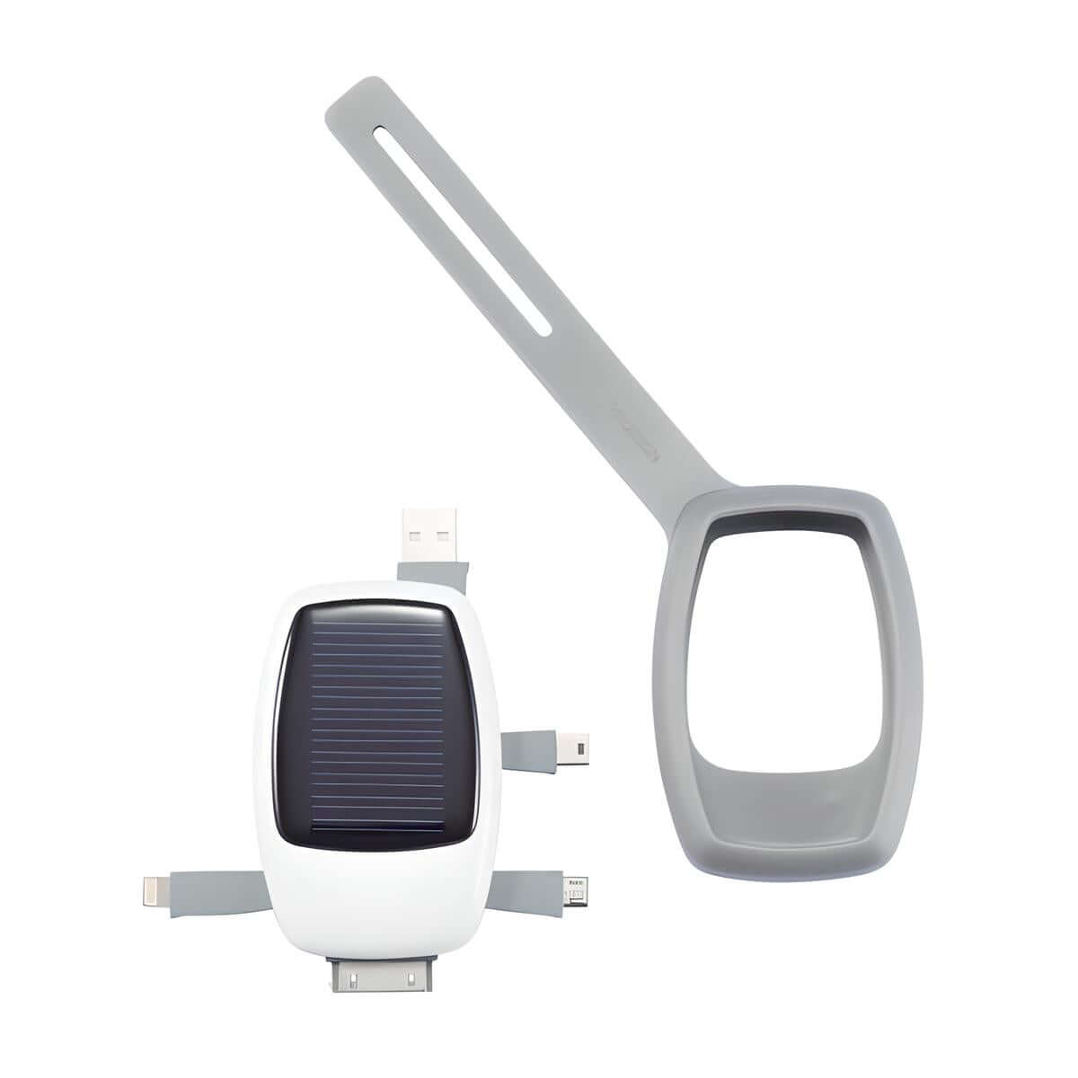Nab Portable Emergency Solar Phone Charger with built-in cables for quick device charging.