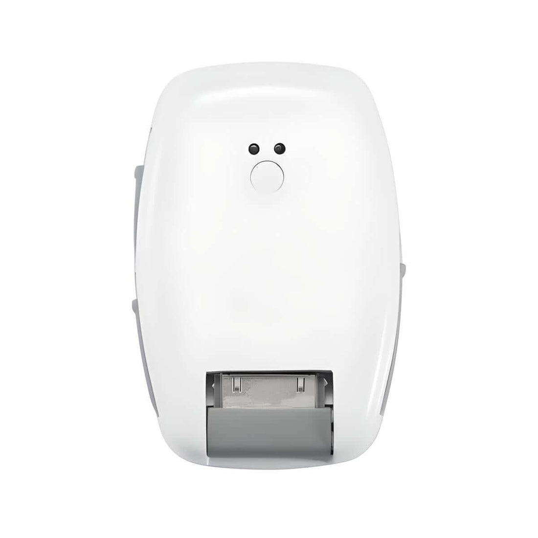 Nab Portable Emergency Solar Phone Charger in white, featuring integrated plug for Apple devices and compact design.