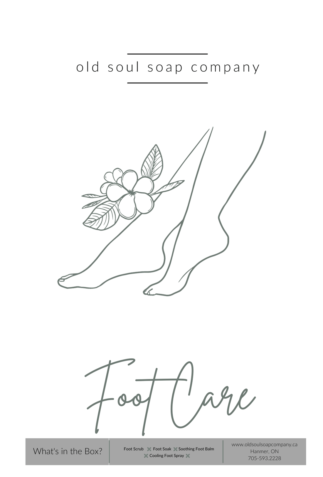 Illustration of pampered feet with floral accents, representing the Foot Care Collection by Old Soul Soap Company.