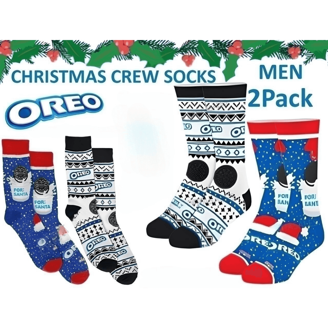 Oreo Christmas Crew Socks -  Buy One, Get One Free!