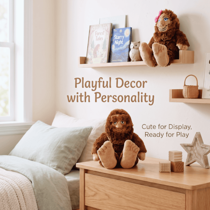 Sasquatch sweethearts plush gift set displayed as playful decor with personality in a cozy room setting.