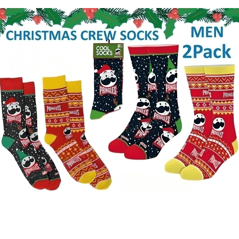 Pringles Christmas Crew Socks for Men (2 Pack) - Buy One, Get One Free!